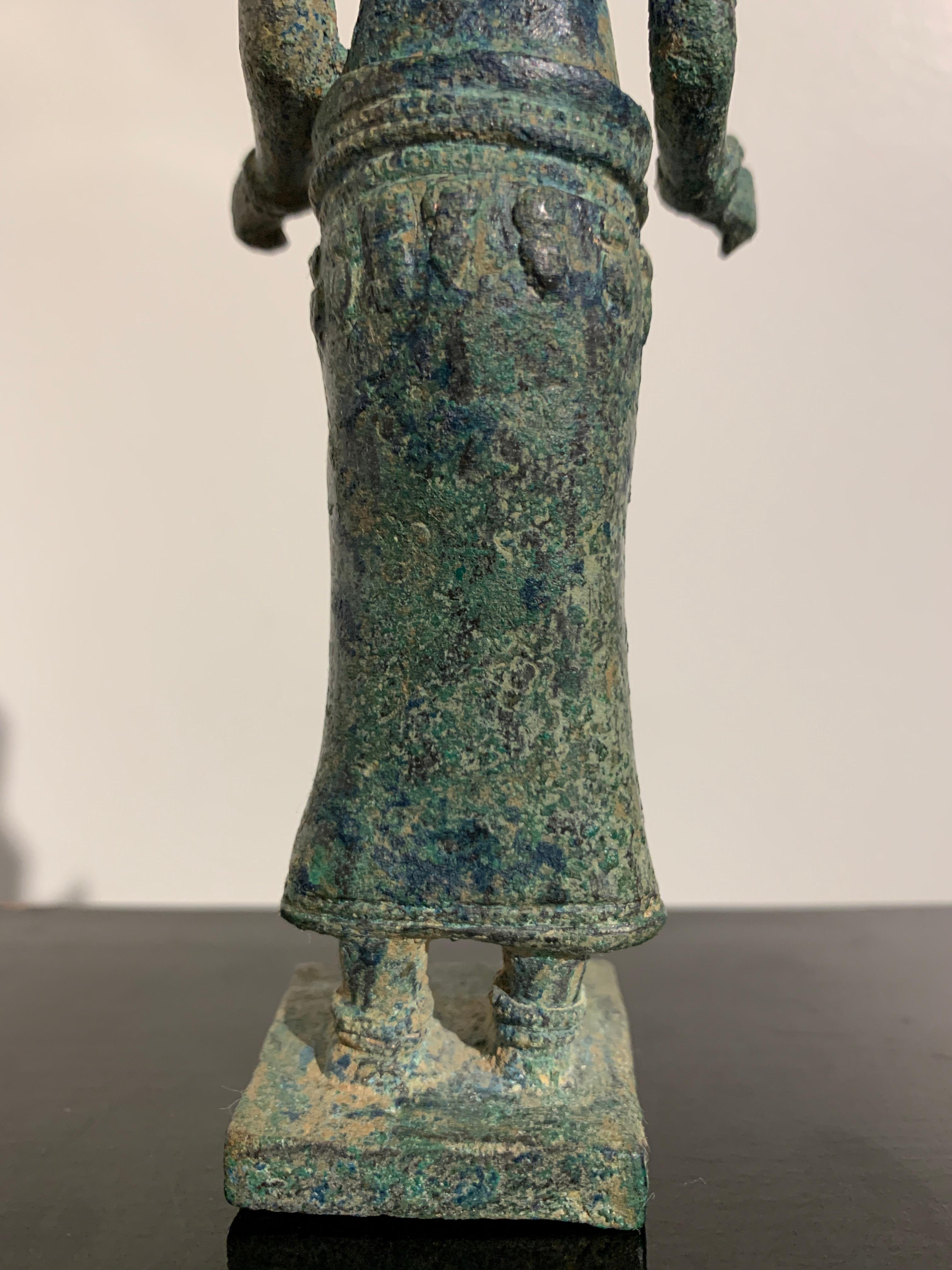 Lopburi Style Cast Bronze Figure of Uma, 13th-14th Century, Thailand For Sale 6