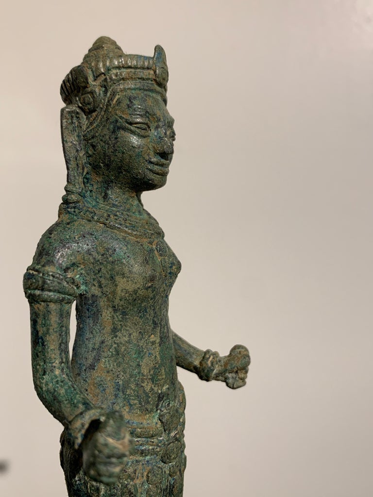 Lopburi Style Cast Bronze Figure of Uma, 13th-14th Century, Thailand For Sale 9