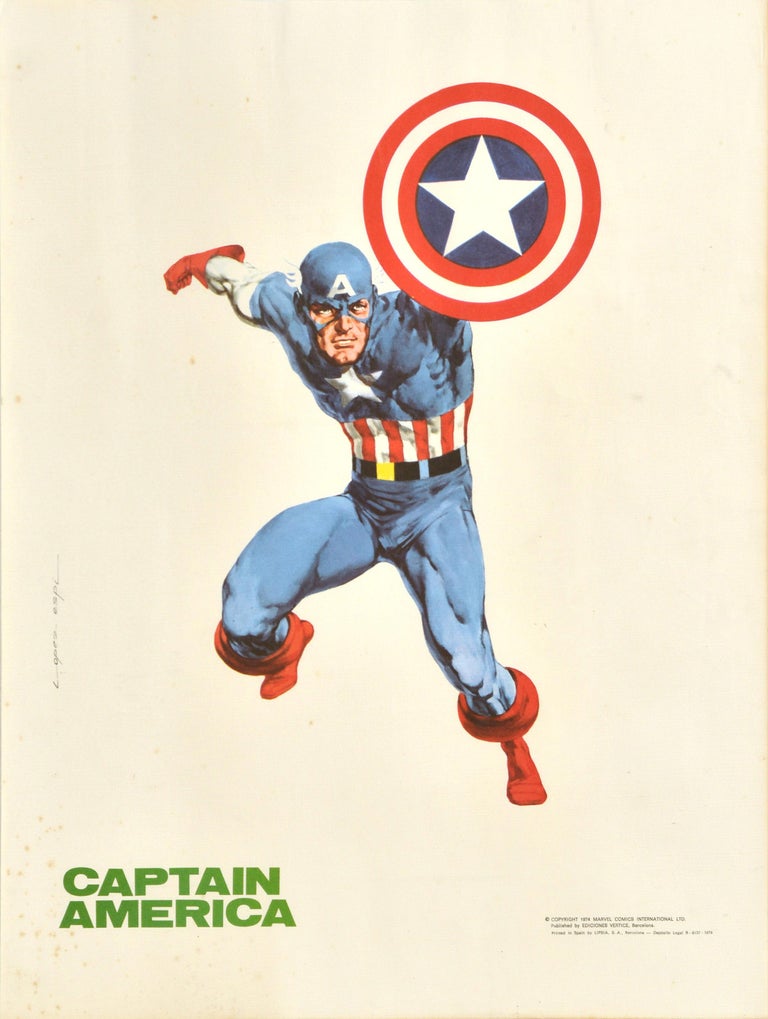 Lopez Espi - Original Vintage Marvel Film Poster Captain America Animated  Superhero Movie Art at 1stDibs