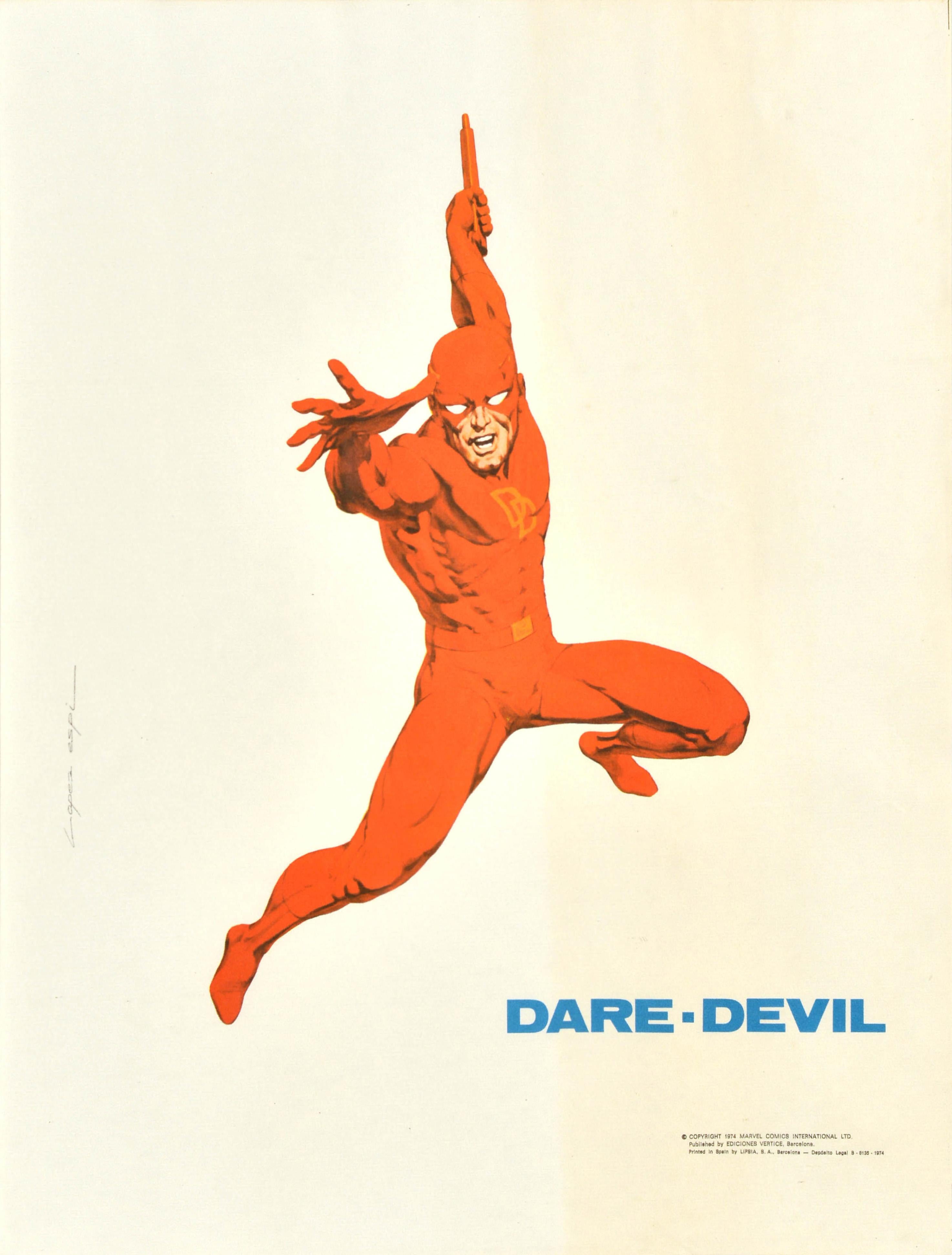 Lopez Espi Print - Original Vintage Marvel Film Poster Daredevil Animated Comic Superhero Movie Art