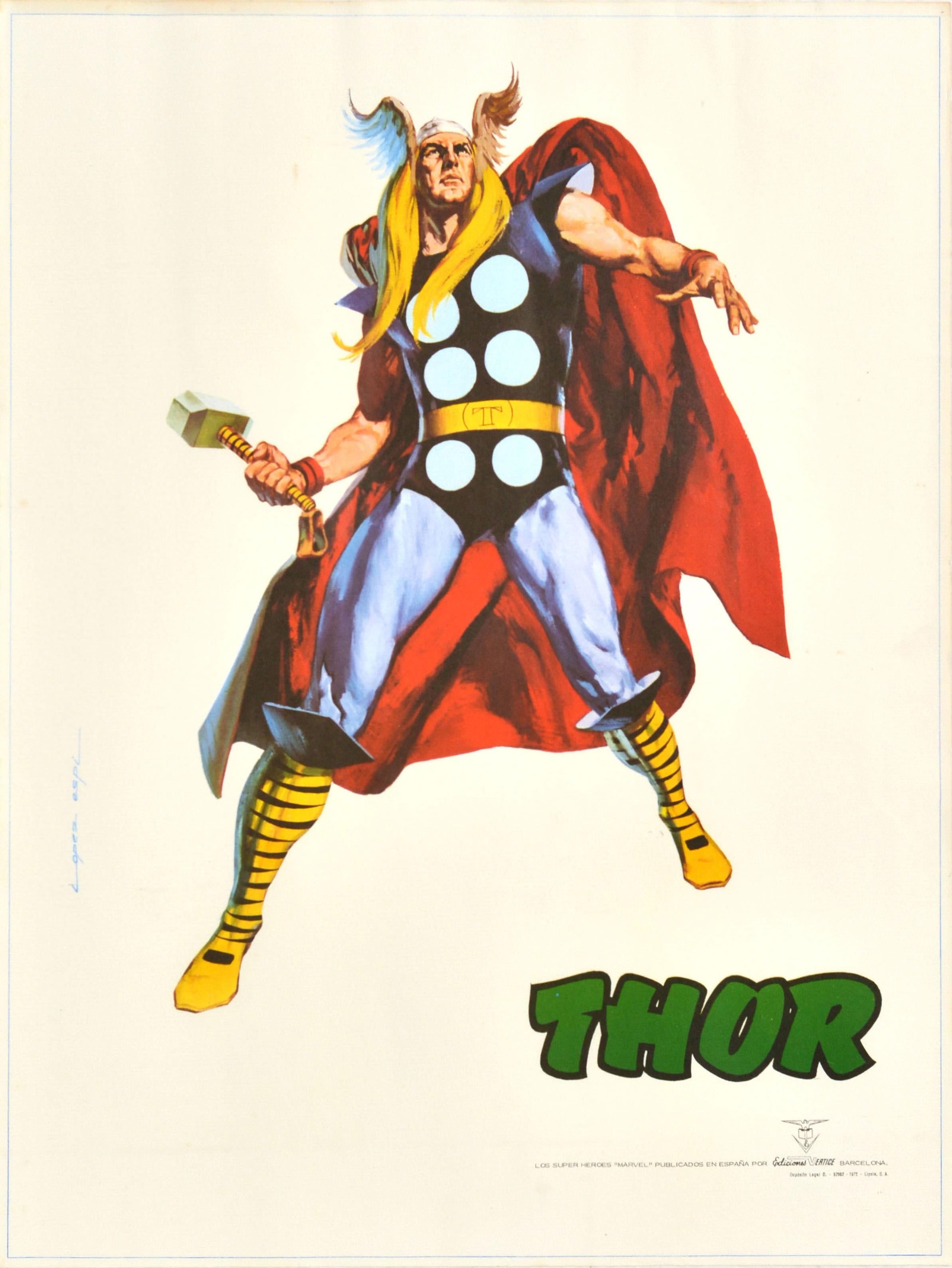 Lopez Espi Print - Original Vintage Marvel Film Poster Ft. Thor Animated Comics Superhero Movie Art