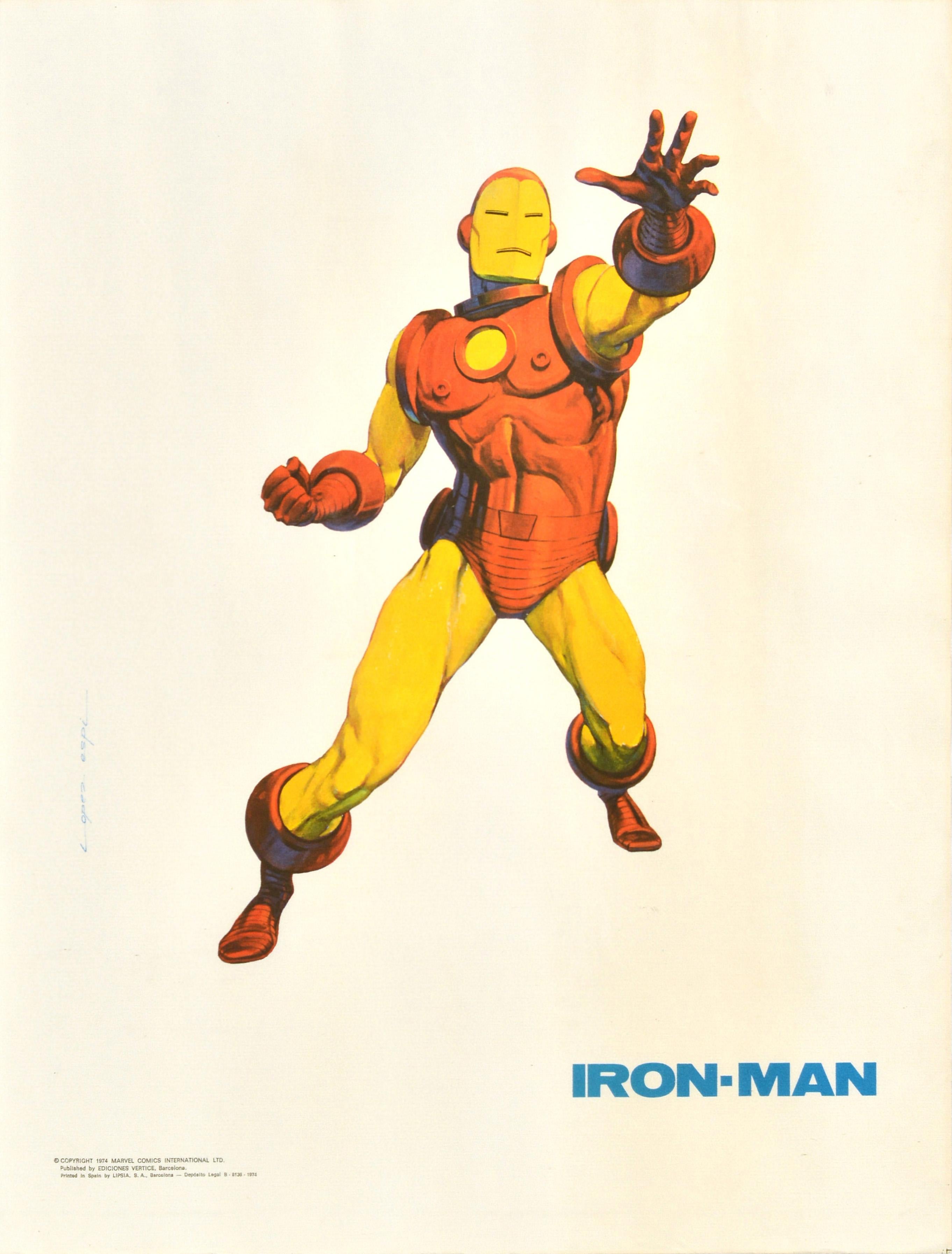 Lopez Espi Print - Original Vintage Marvel Film Poster Iron Man Stark Animated Superhero Movie Art