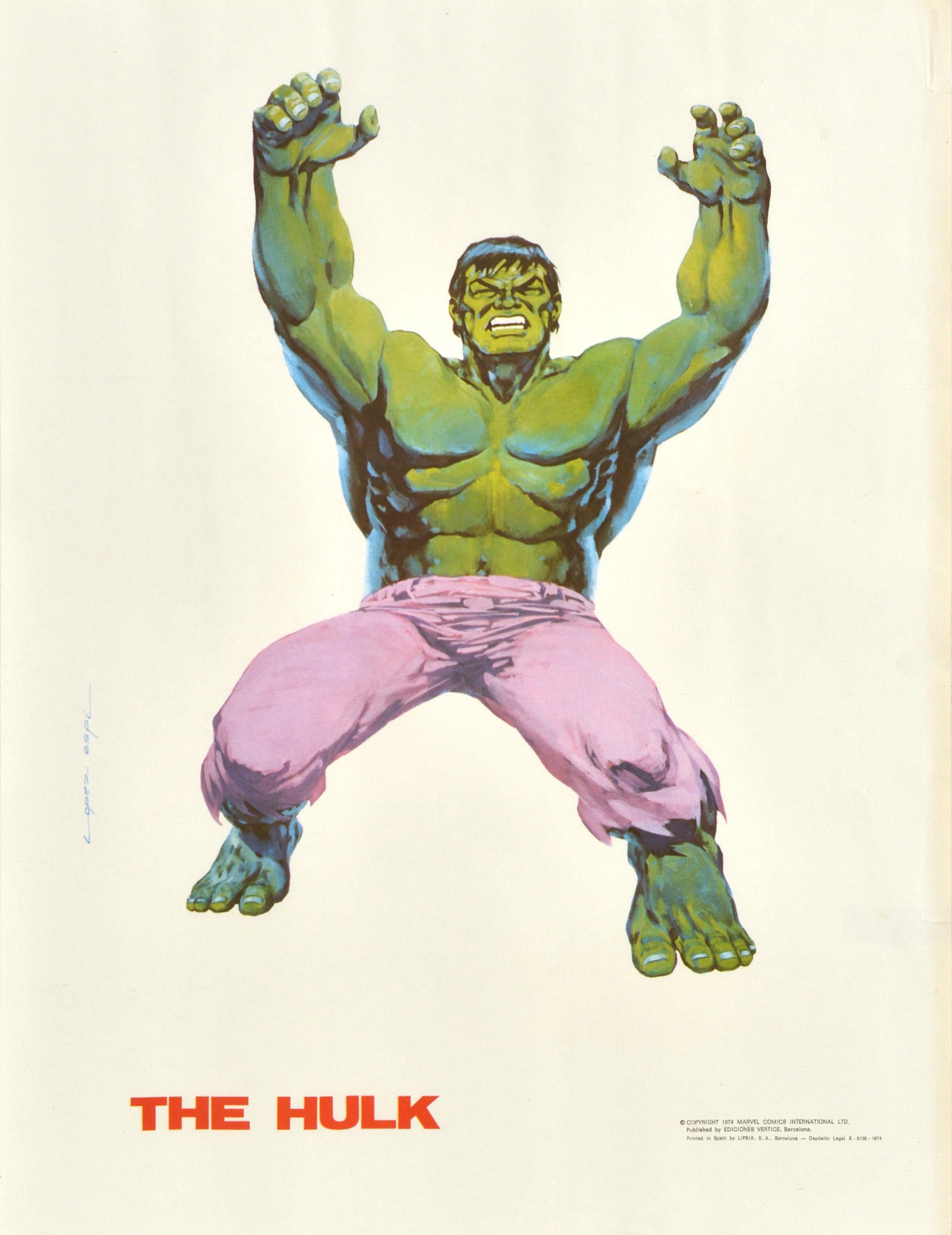 Lopez Espi Print - Original Vintage Marvel Film Poster The Hulk Animated Comics Superhero Movie Art