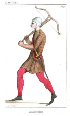 A brightly colored image of a 13th century French bowman.