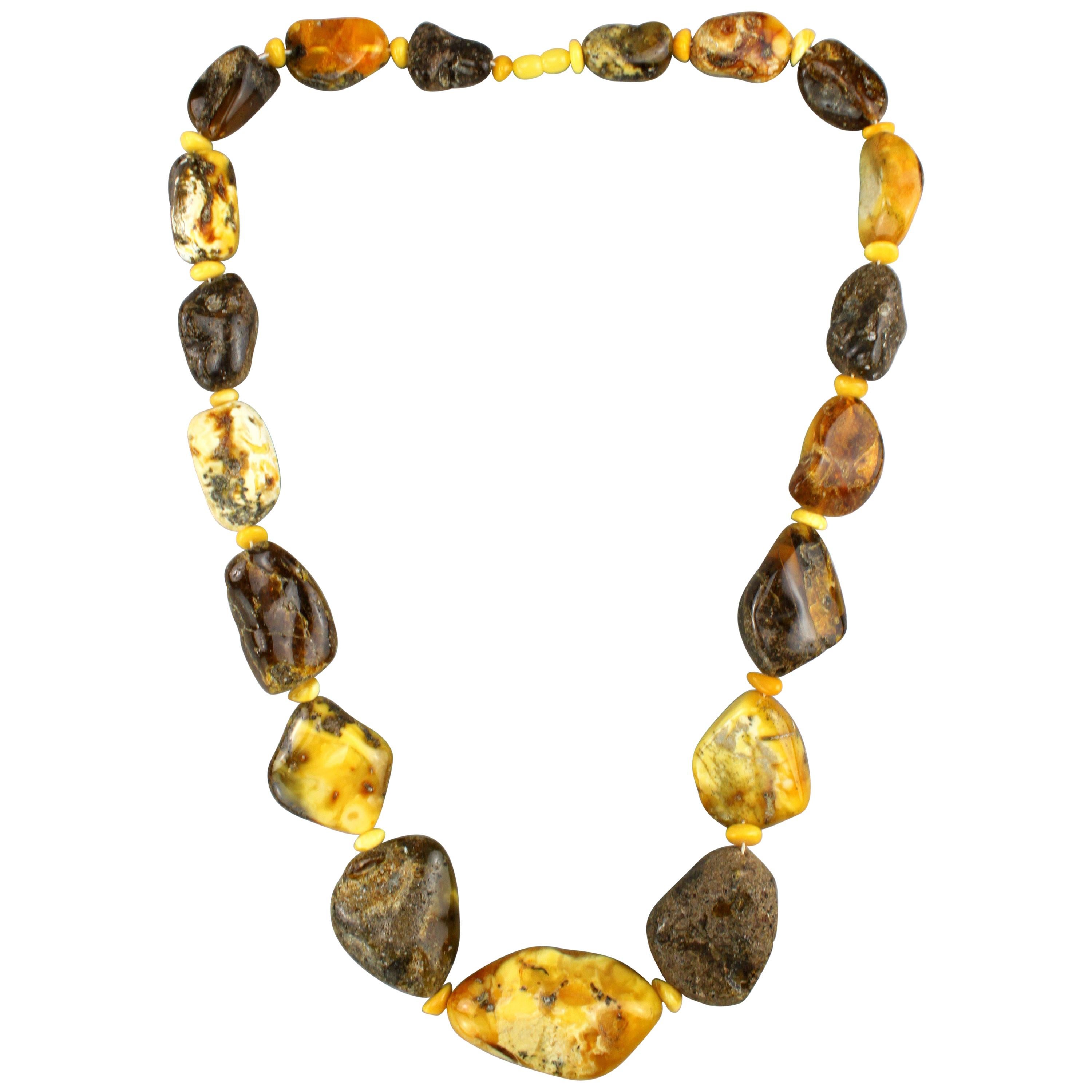 Loppe Natural Baltic Unpolished Amber Necklace For Sale