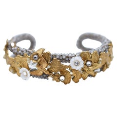 Bracelet fleur de loquat et oiseaux / bijoux vintage , bracelet vintage