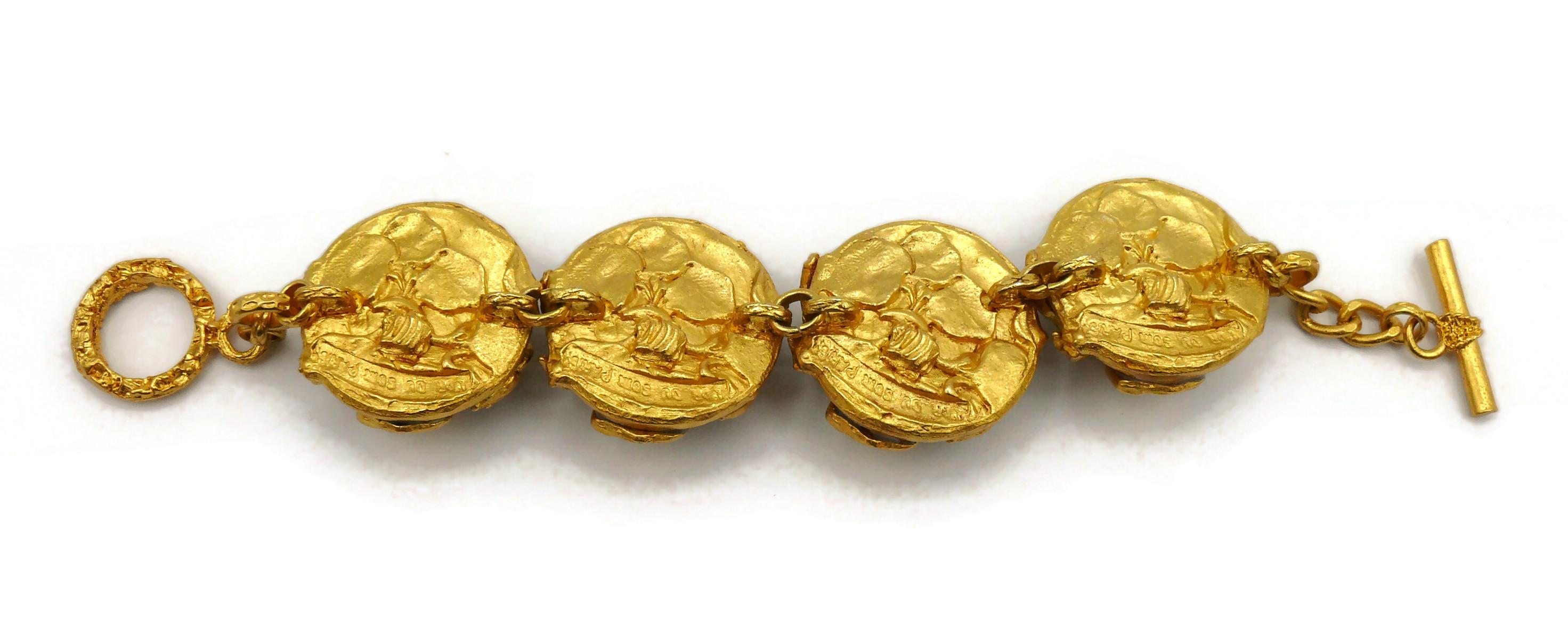 L'Or du Soir Paris Vintage Gold Tone Art Nouveau Inspired Floral Bracelet For Sale 5