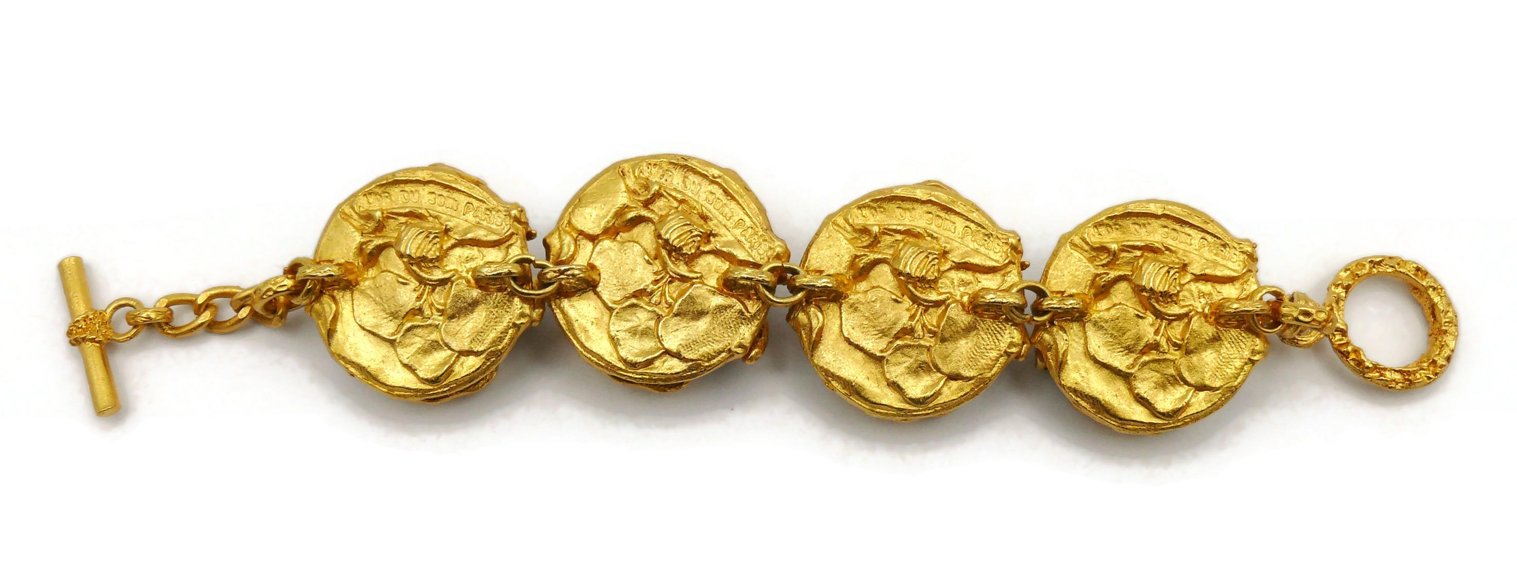 L'Or du Soir Paris Vintage Gold Tone Art Nouveau Inspired Floral Bracelet For Sale 6