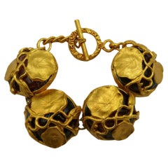 L'Or du Soir Paris Vintage Gold Tone Art Nouveau Inspired Floral Bracelet