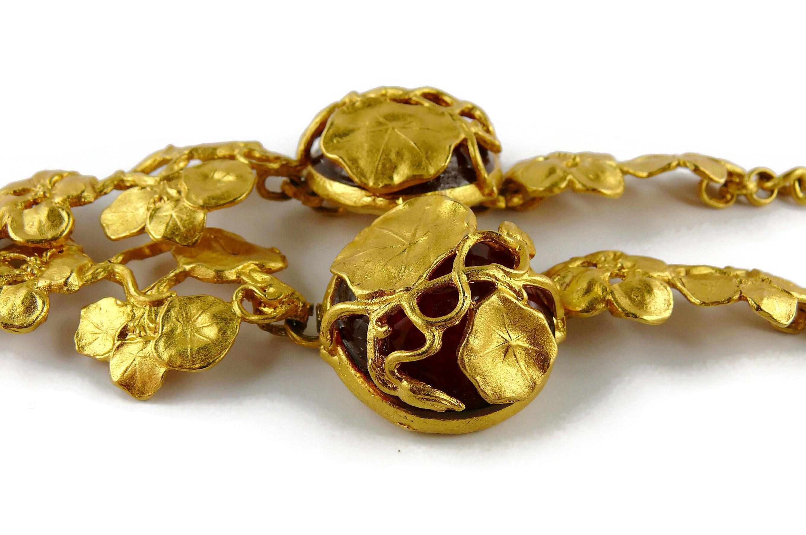 L'Or du Soir Paris Vintage Gold Toned Art Nouveau Inspired Floral Necklace 4