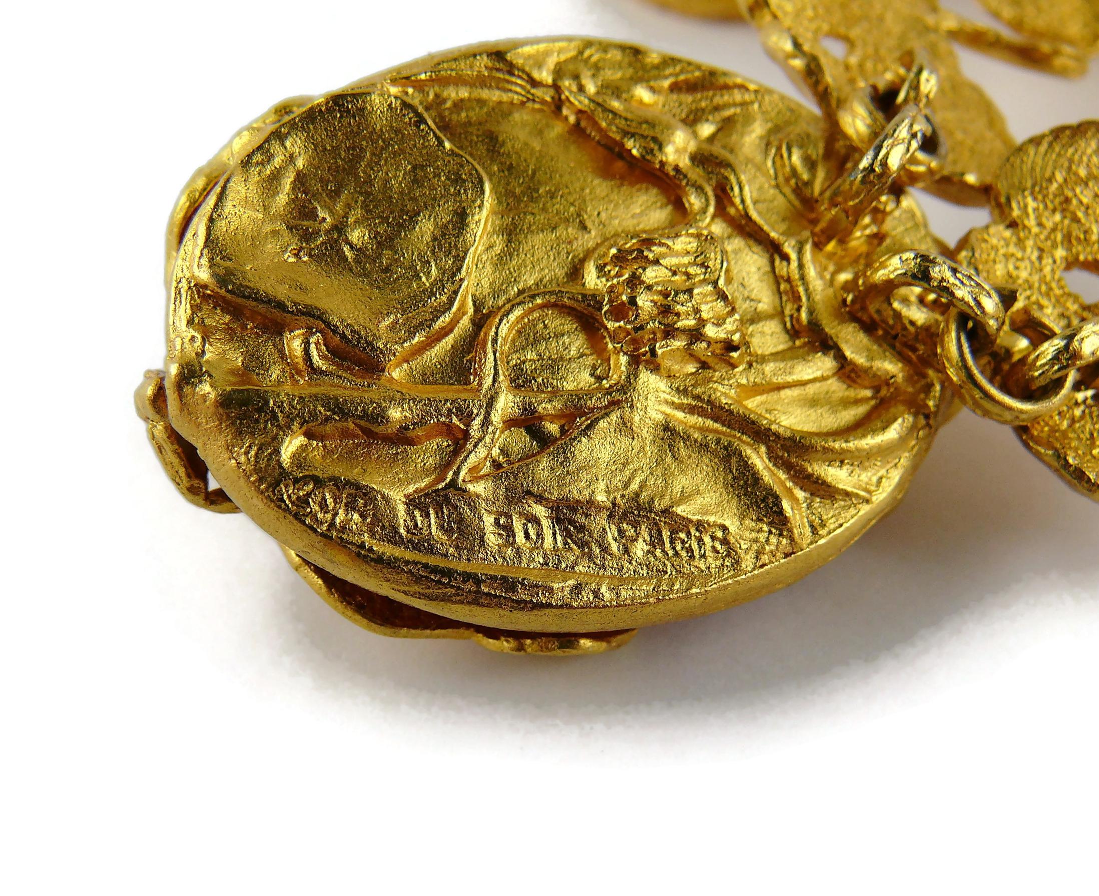 L'Or du Soir Paris Vintage Gold Toned Art Nouveau Inspired Floral Necklace 7