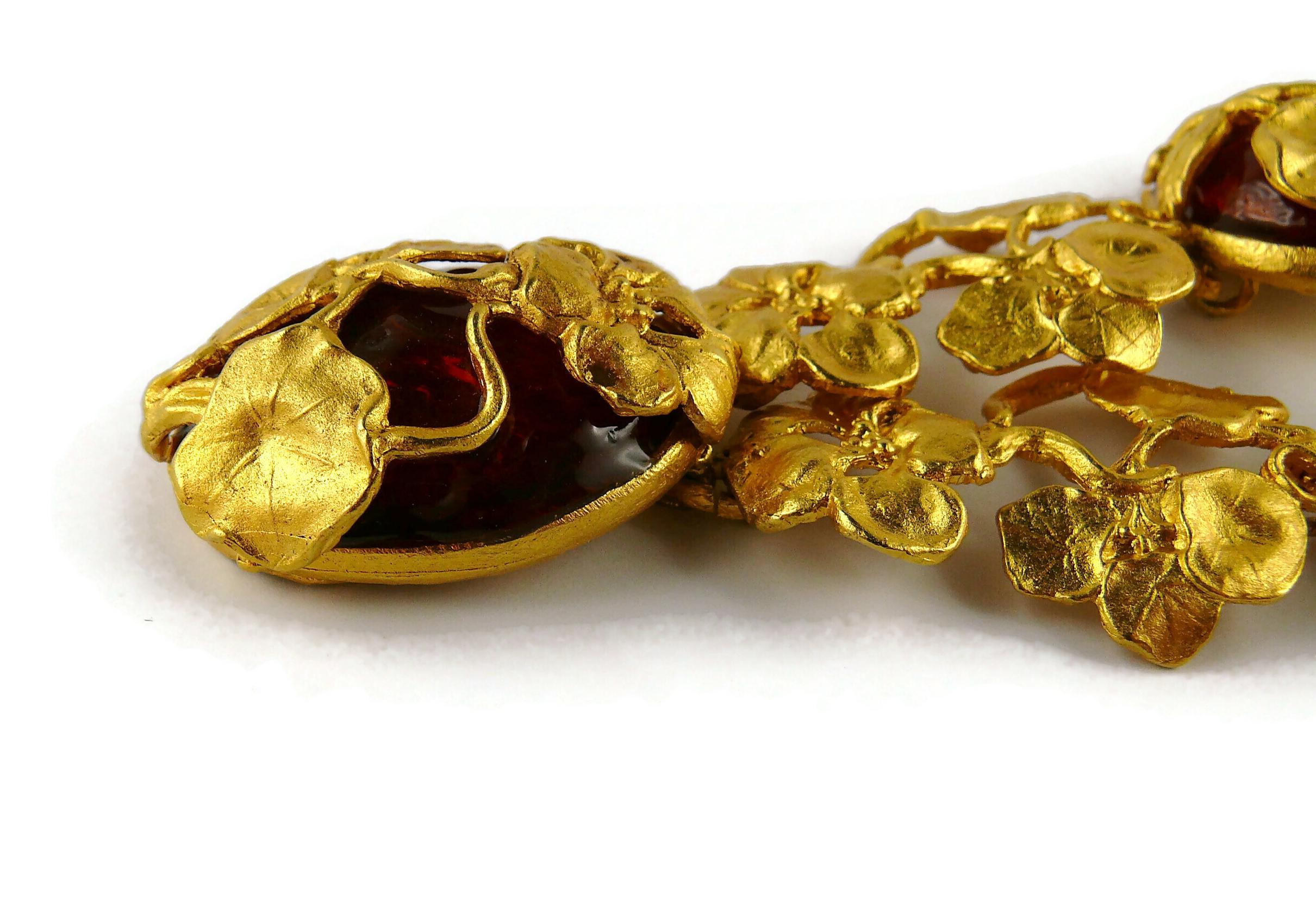 L'Or du Soir Paris Vintage Gold Toned Art Nouveau Inspired Floral Necklace 2
