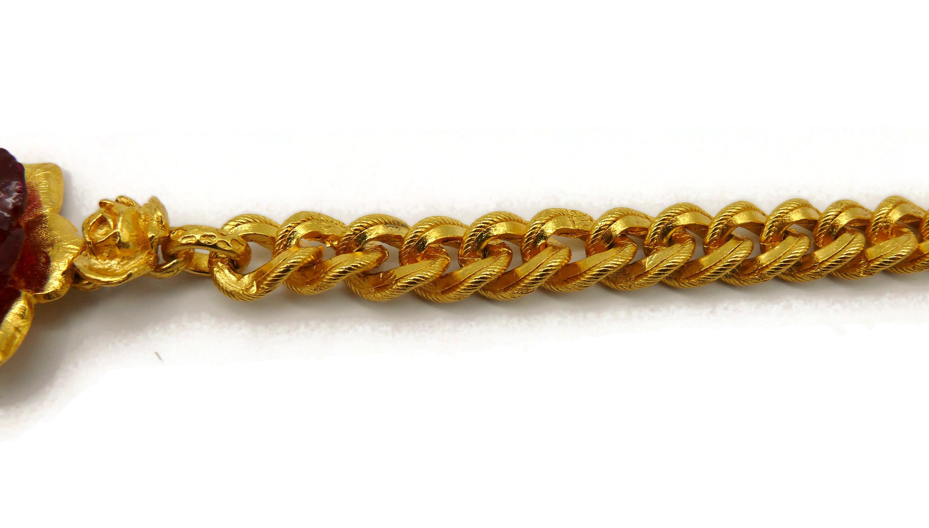 L'OR DU SOIR Vintage Gold Tone Floral Necklace For Sale 6
