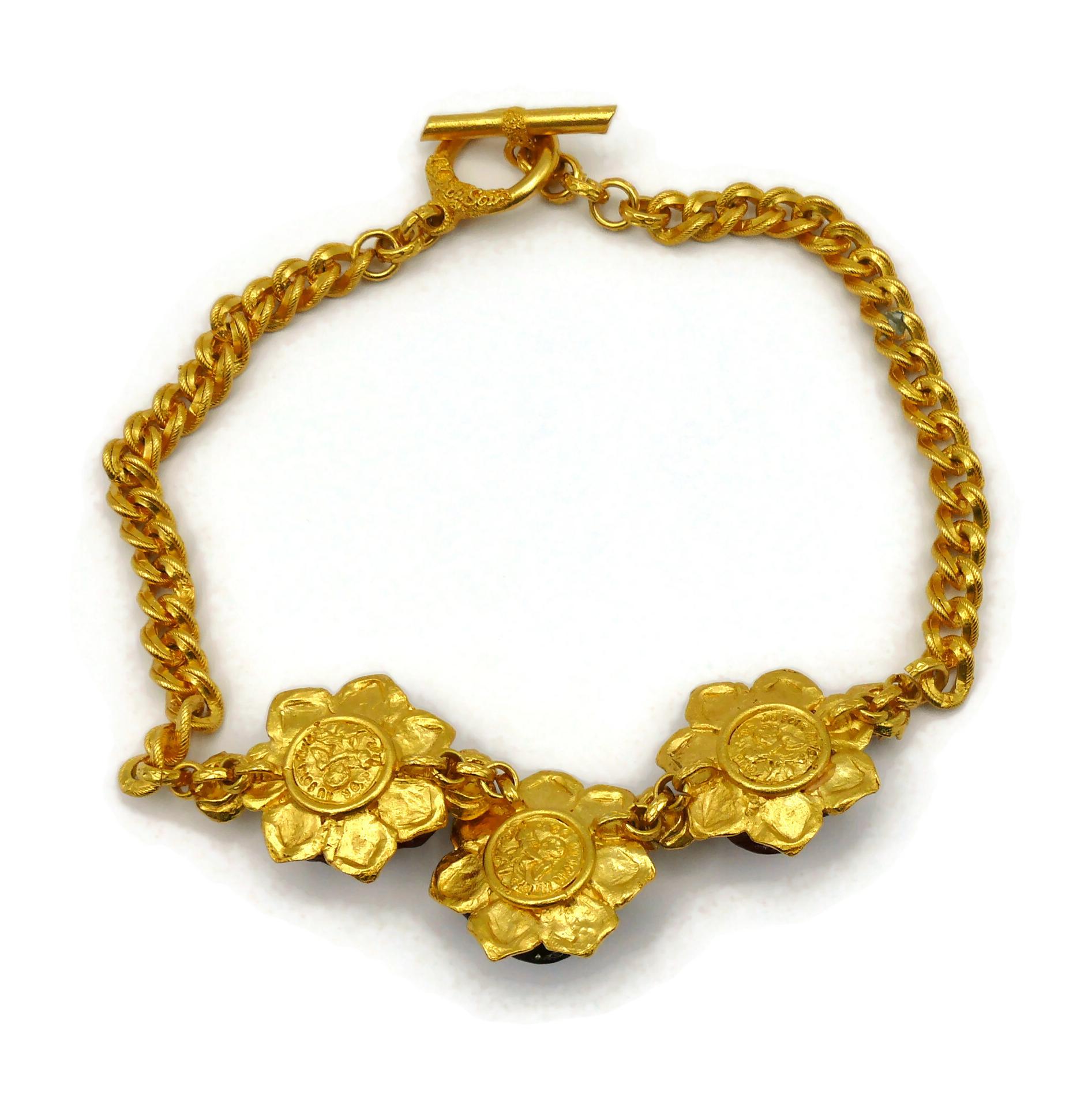 L'OR DU SOIR Vintage Gold Tone Floral Necklace For Sale 9