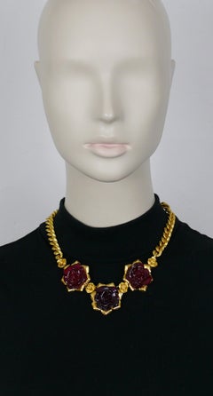 L'OR DU SOIR Collier floral vintage de couleur or