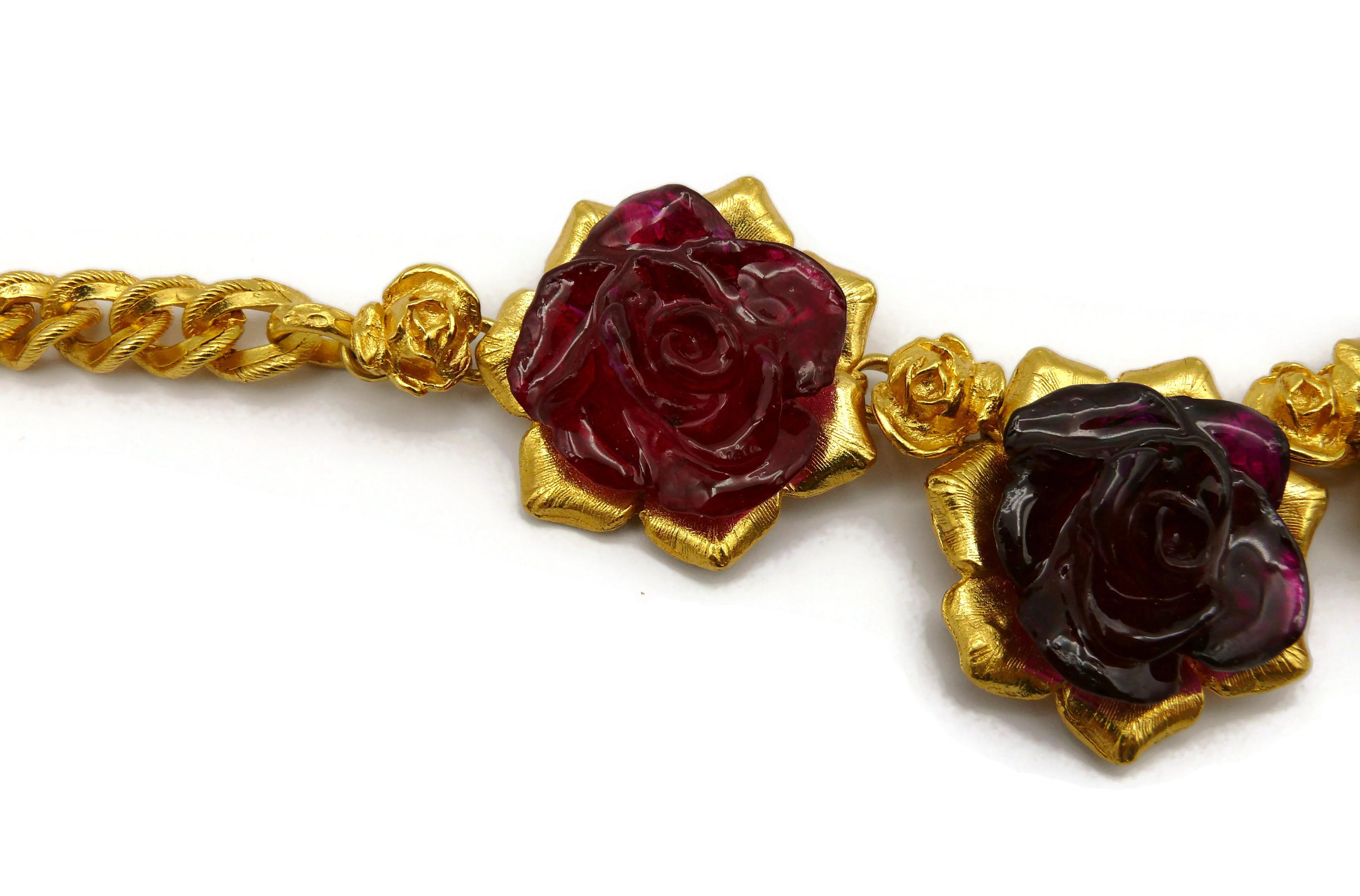 L'OR DU SOIR Vintage Gold Tone Floral Necklace For Sale 3