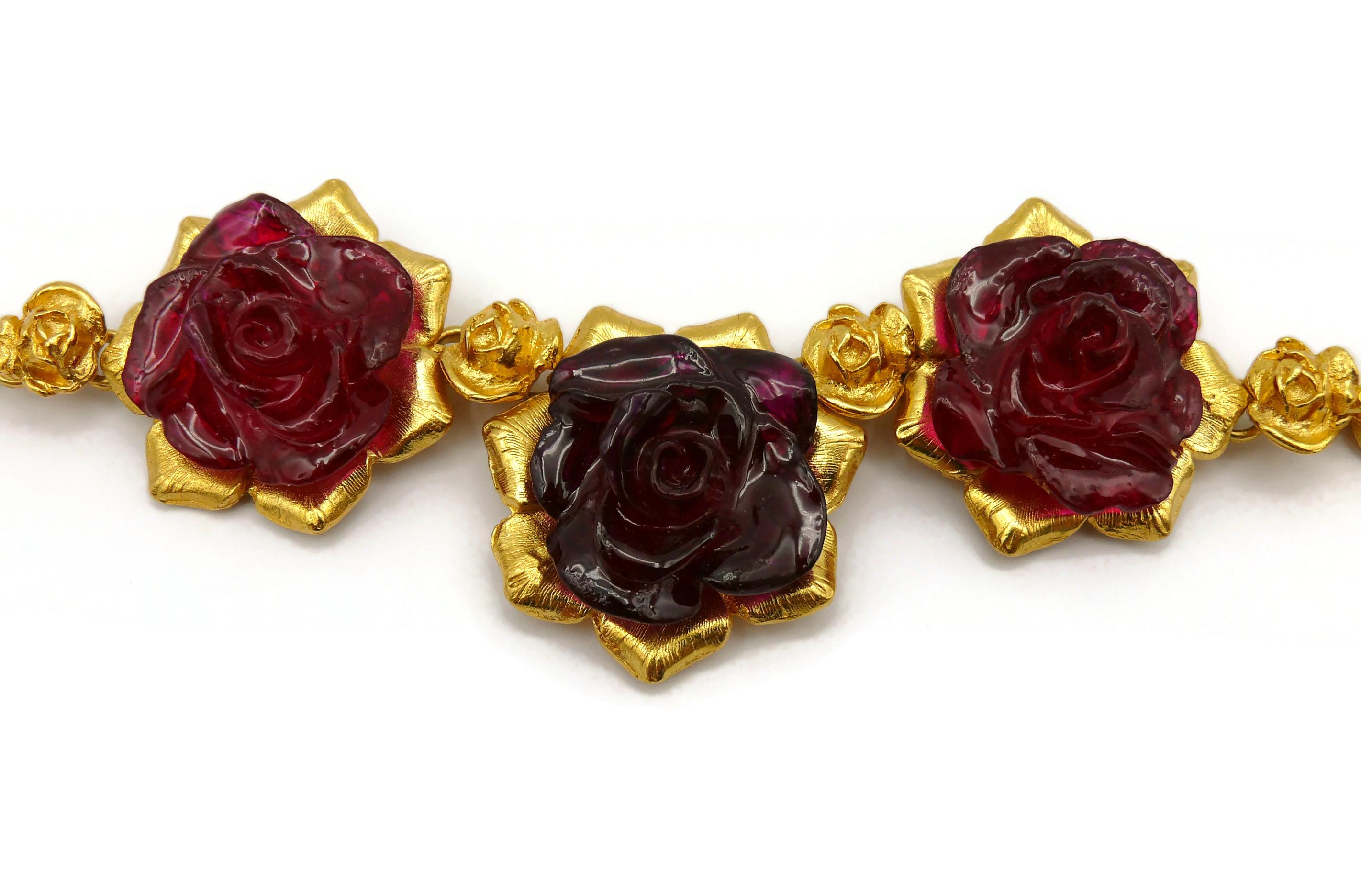 L'OR DU SOIR Vintage Gold Tone Floral Necklace For Sale 4