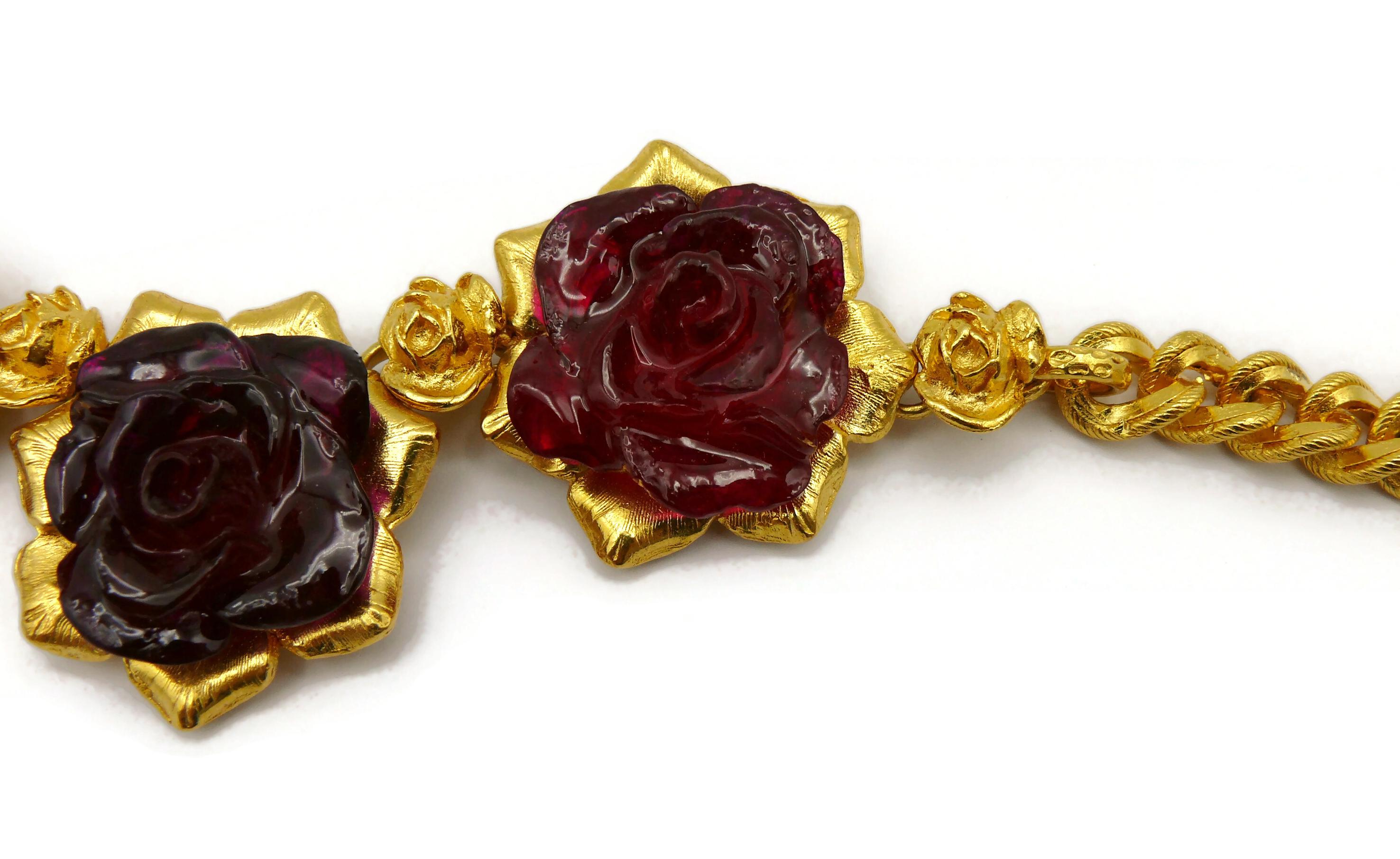 L'OR DU SOIR Vintage Gold Tone Floral Necklace For Sale 5