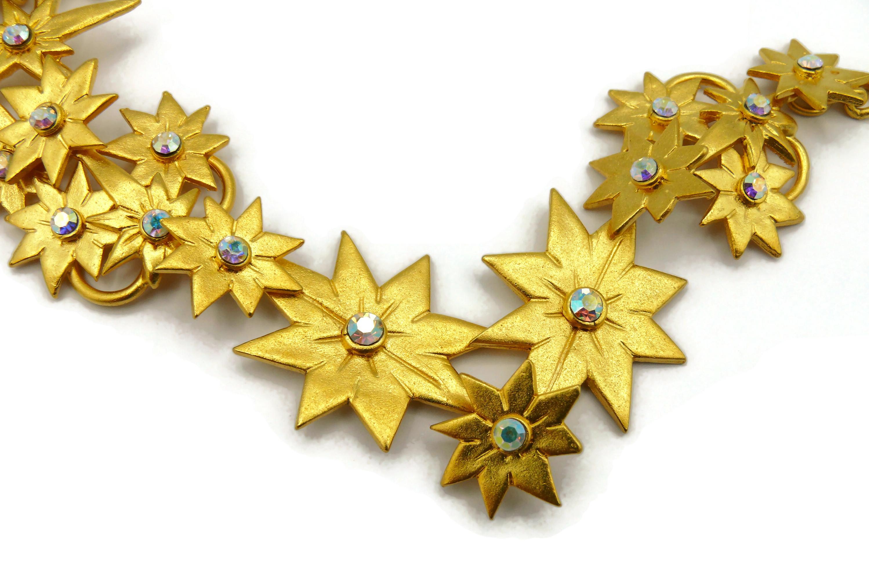 L'OR DU SOIR Vintage Gold Tone Jewelled Star Necklace For Sale 7