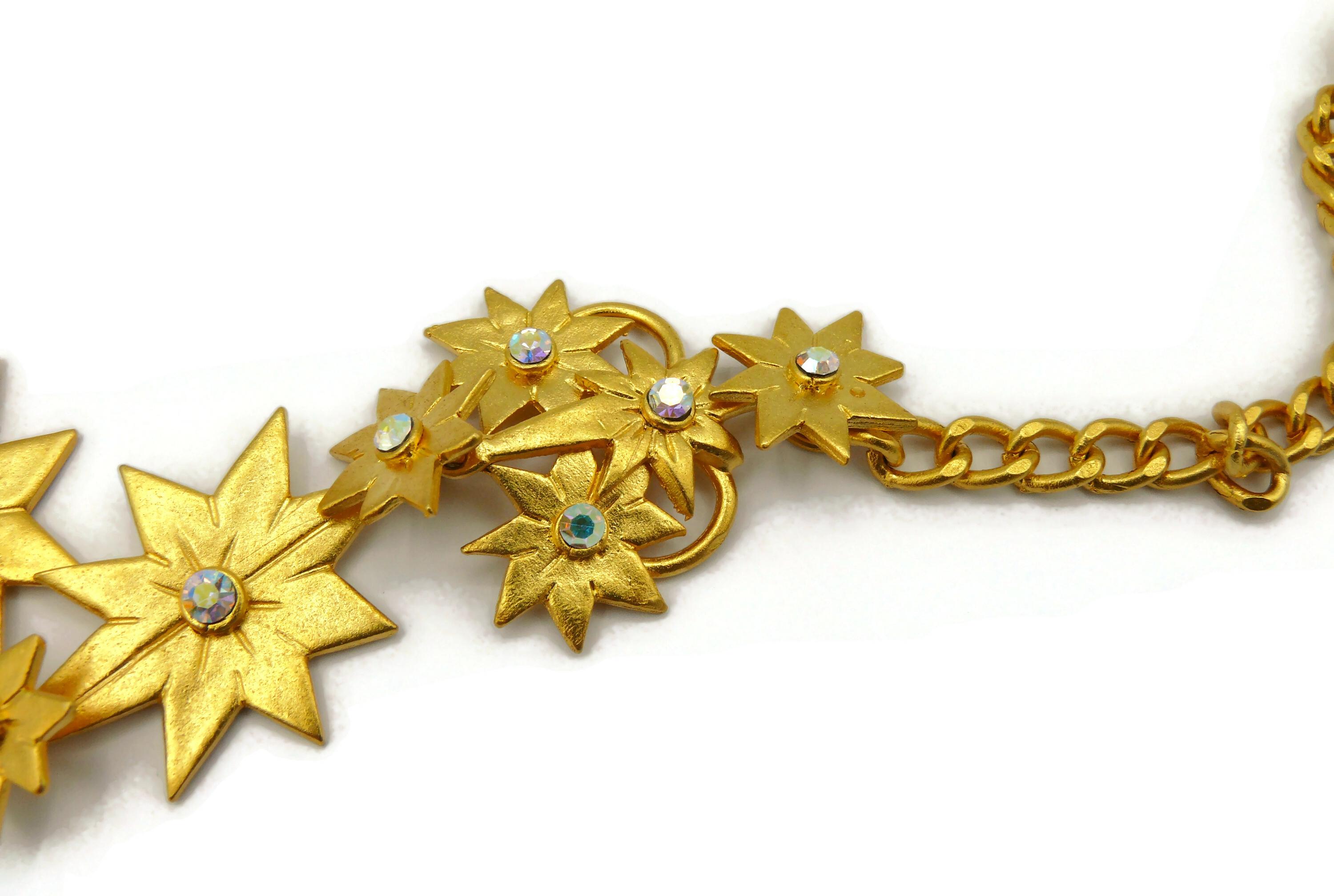L'OR DU SOIR Vintage Gold Tone Jewelled Star Necklace For Sale 8