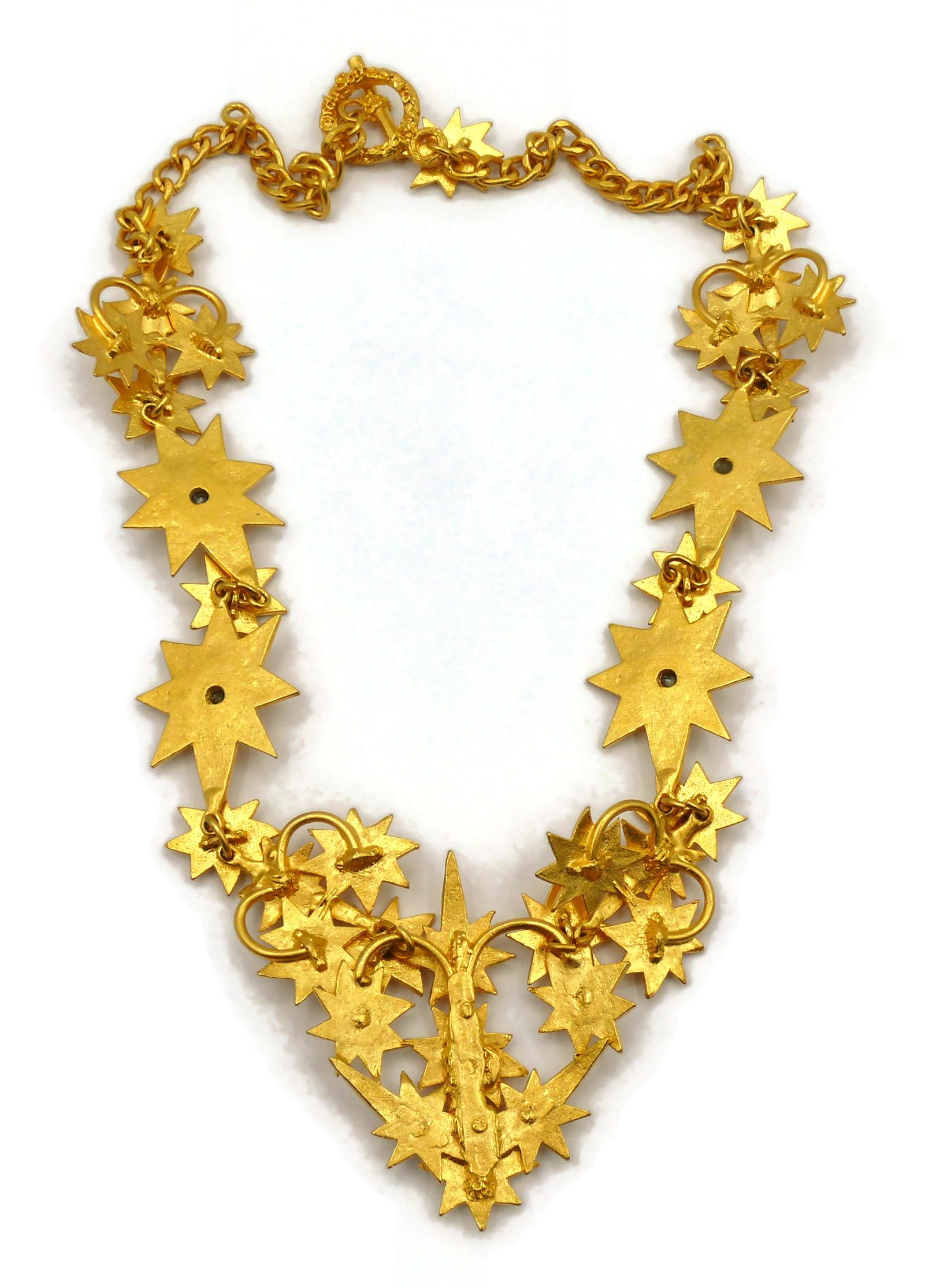 L'OR DU SOIR Vintage Gold Tone Jewelled Star Necklace For Sale 11