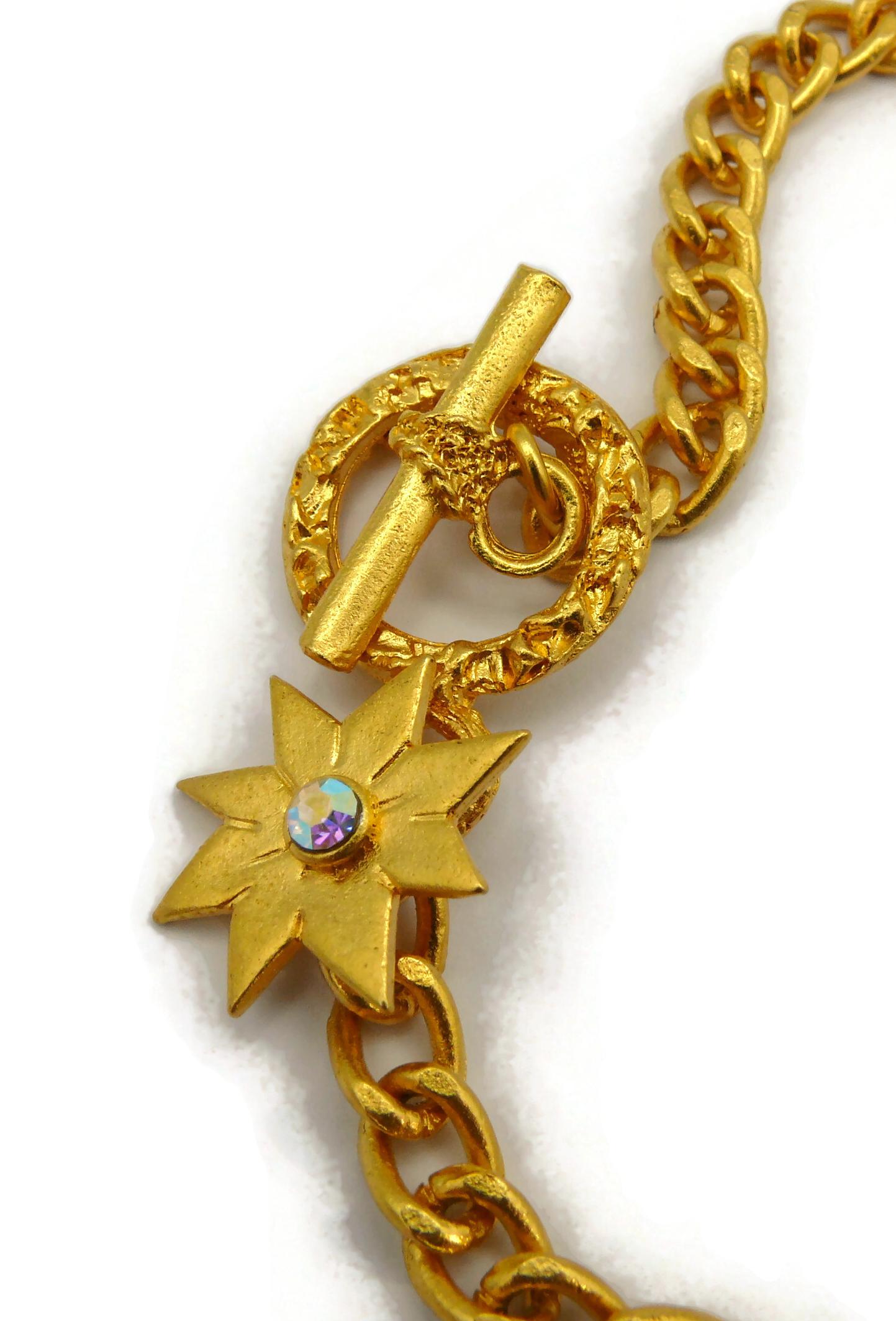Women's L'OR DU SOIR Vintage Gold Tone Jewelled Star Necklace For Sale