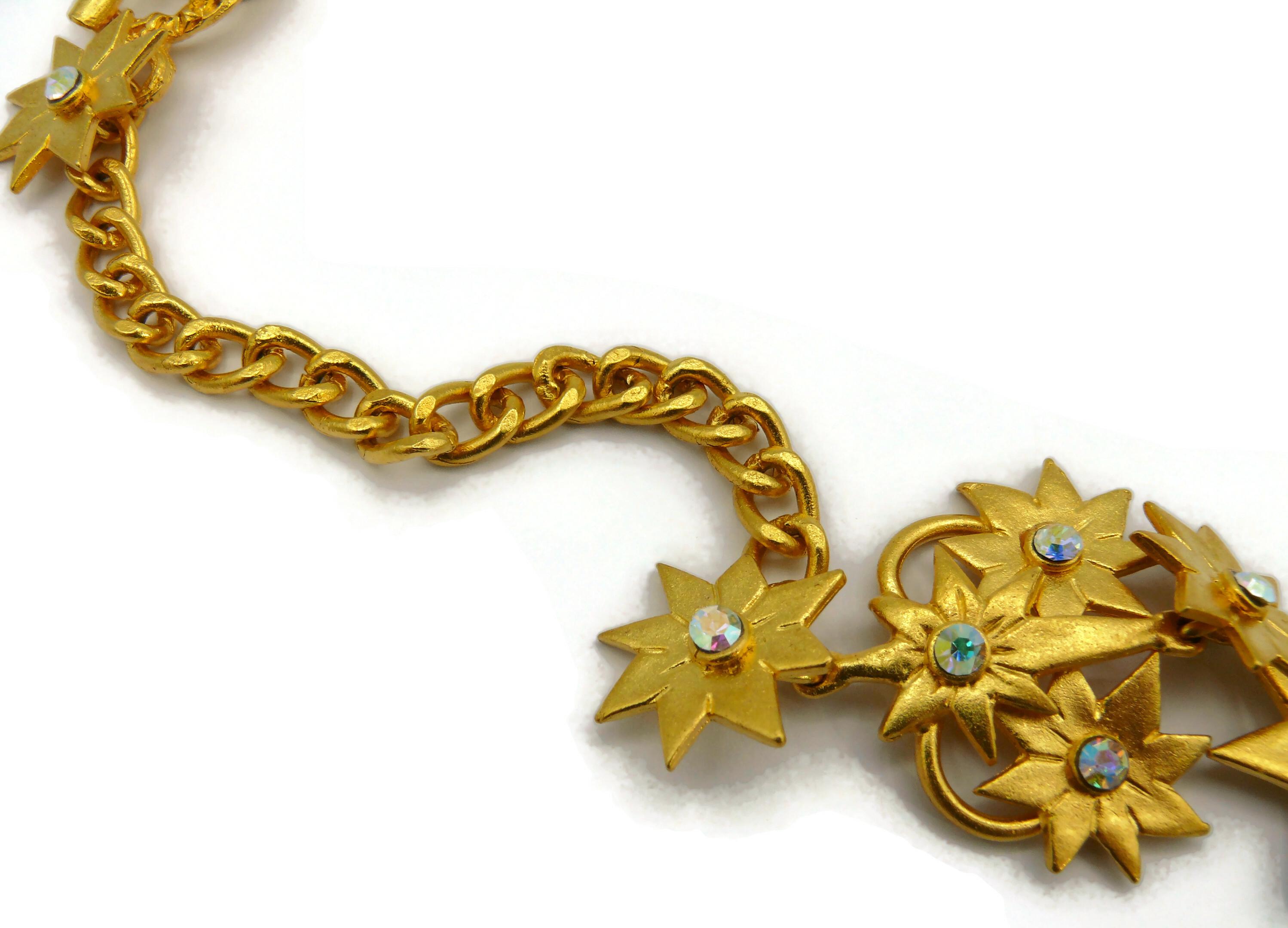 L'OR DU SOIR Vintage Gold Tone Jewelled Star Necklace For Sale 1