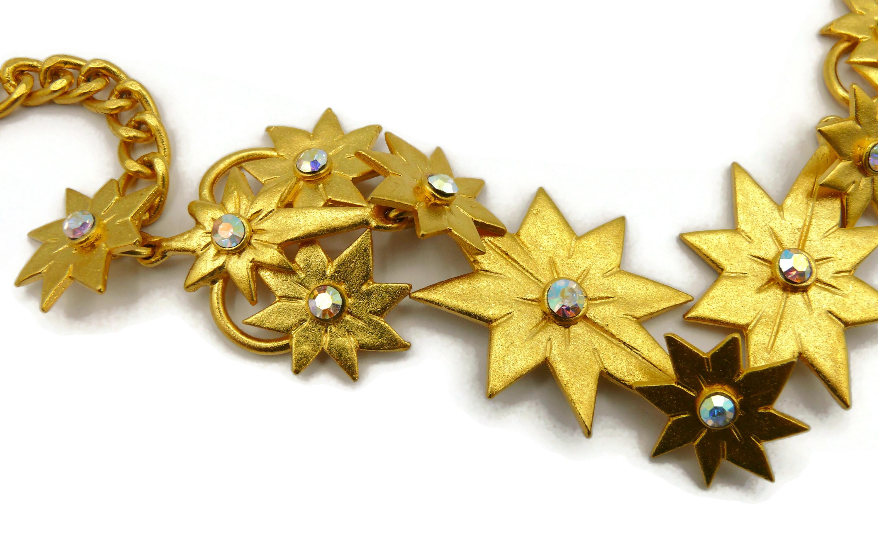 L'OR DU SOIR Vintage Gold Tone Jewelled Star Necklace For Sale 2