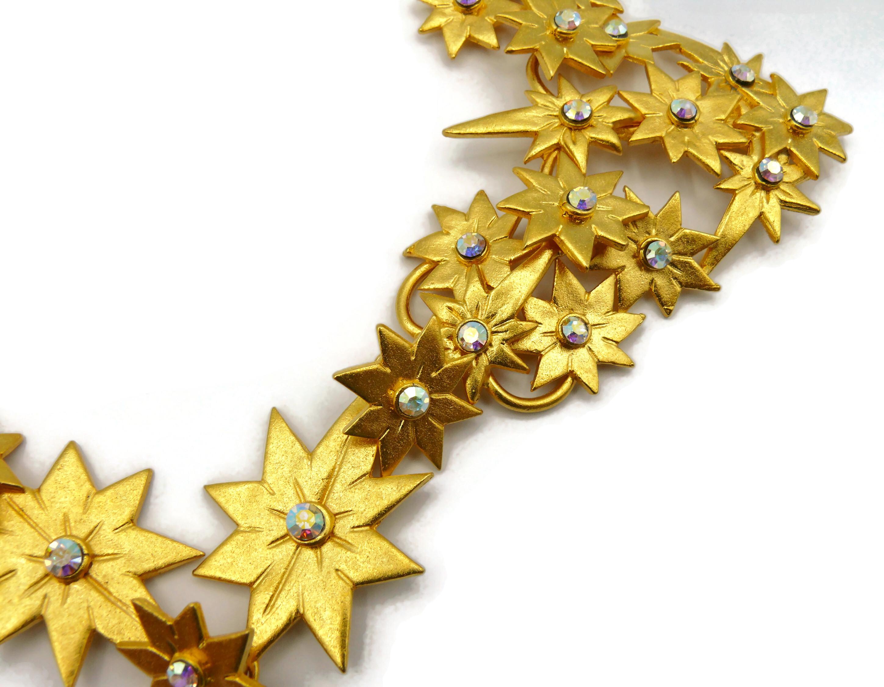 L'OR DU SOIR Vintage Gold Tone Jewelled Star Necklace For Sale 3