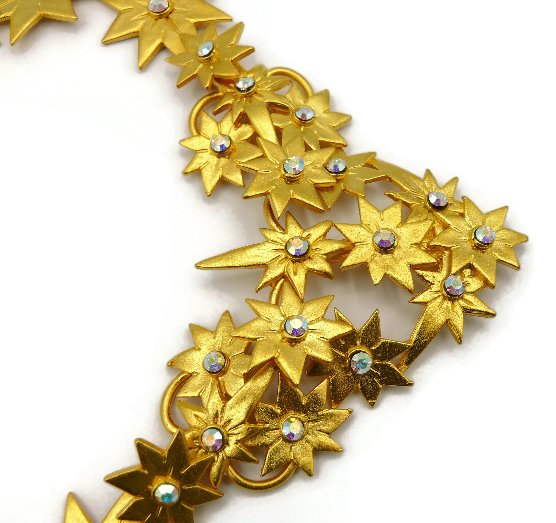 L'OR DU SOIR Vintage Gold Tone Jewelled Star Necklace For Sale 4