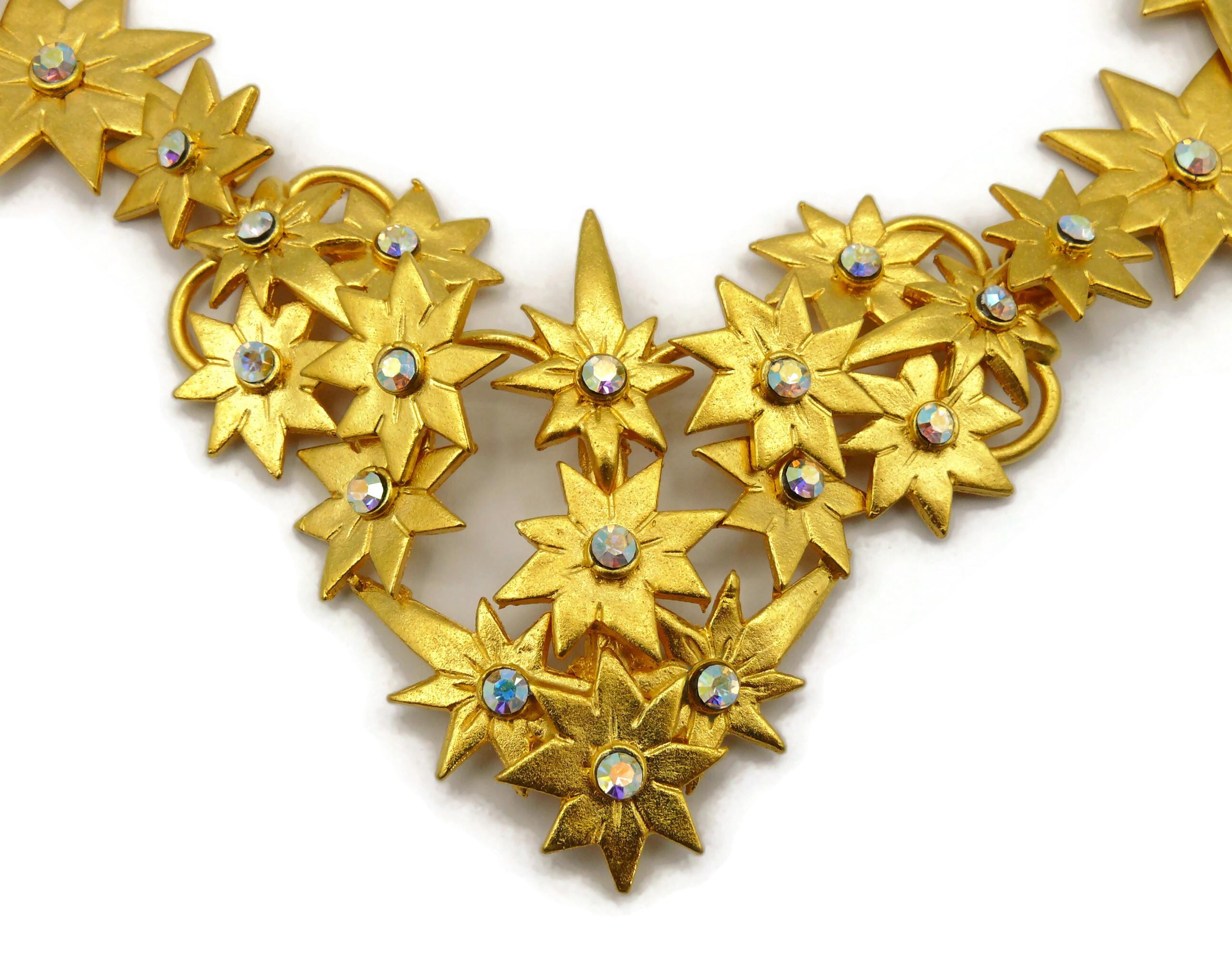 L'OR DU SOIR Vintage Gold Tone Jewelled Star Necklace For Sale 5