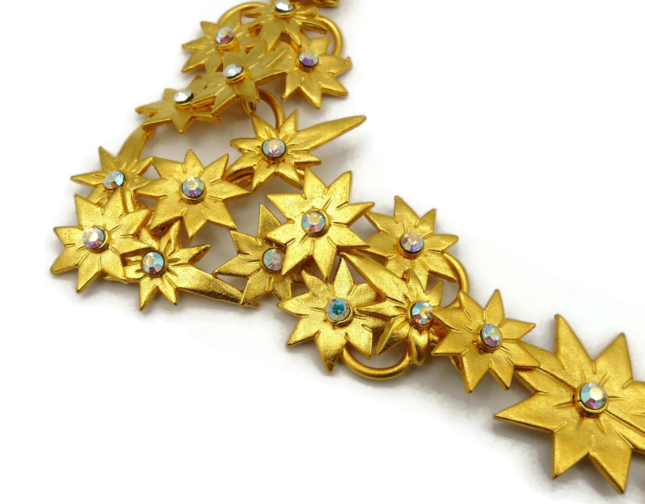 L'OR DU SOIR Vintage Gold Tone Jewelled Star Necklace For Sale 6