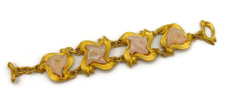 Bracelet Vintage En Résine Orange - Signé L'Or Du Soir, Fermoir Crochet