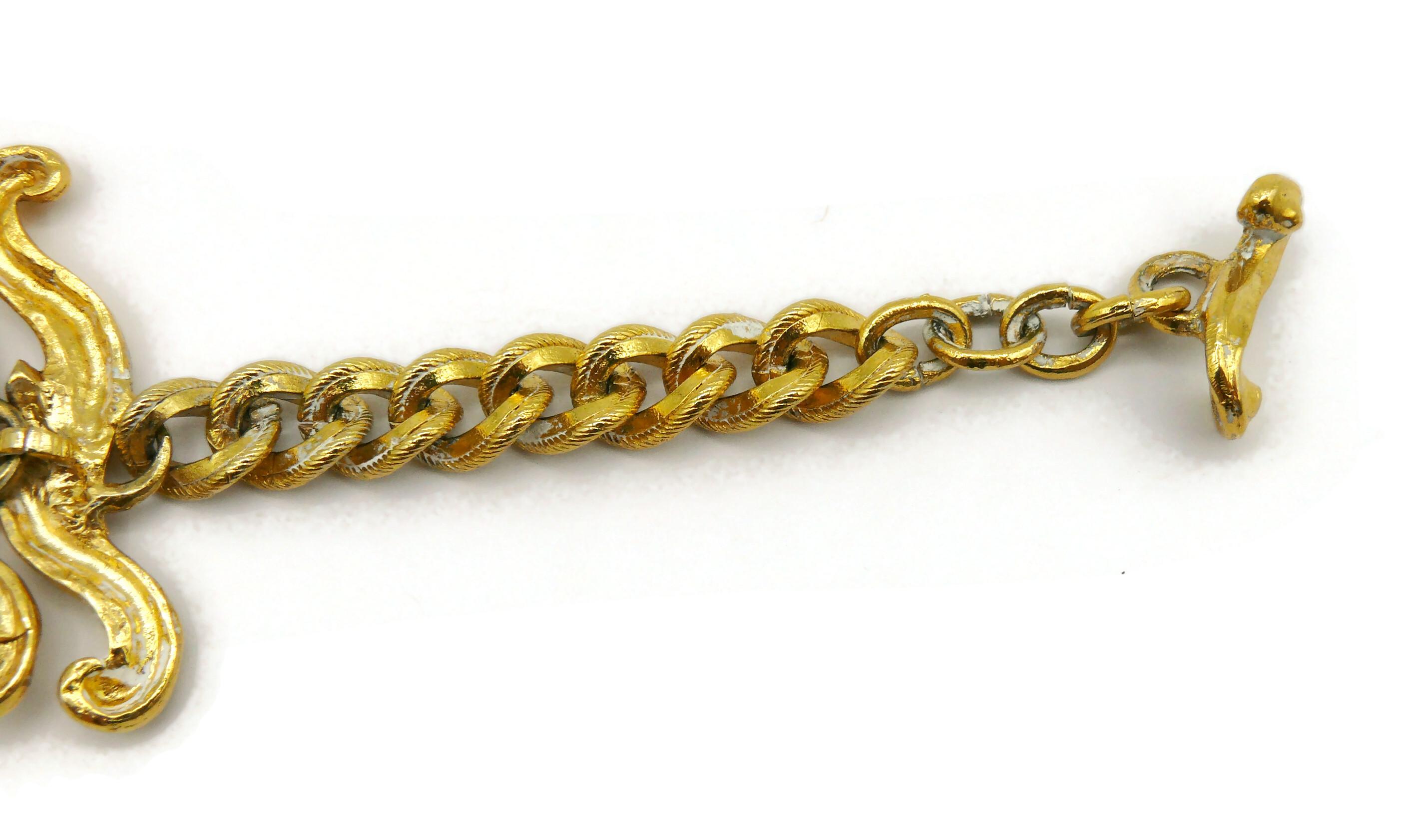 L'OR DU SOIR Vintage Gold Tone Scroll Link Necklace For Sale 10