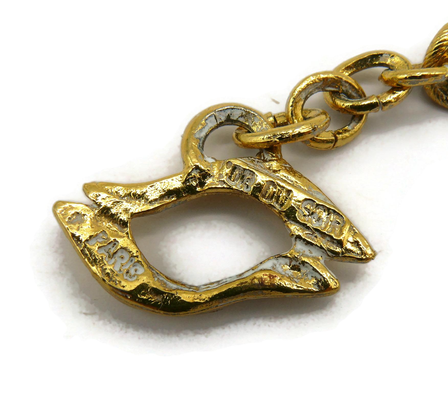 L'OR DU SOIR Vintage Gold Tone Scroll Link Necklace For Sale 12