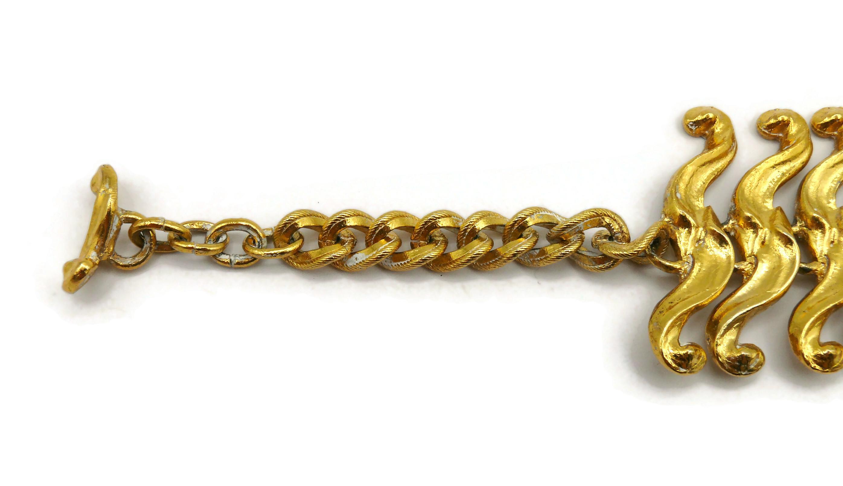 Women's L'OR DU SOIR Vintage Gold Tone Scroll Link Necklace For Sale
