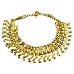 L'OR DU SOIR Vintage Gold Tone Scroll Link Necklace