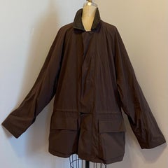 Lora Piana Men's Coco-Brown Accented with Leather Collar Storm Jacket