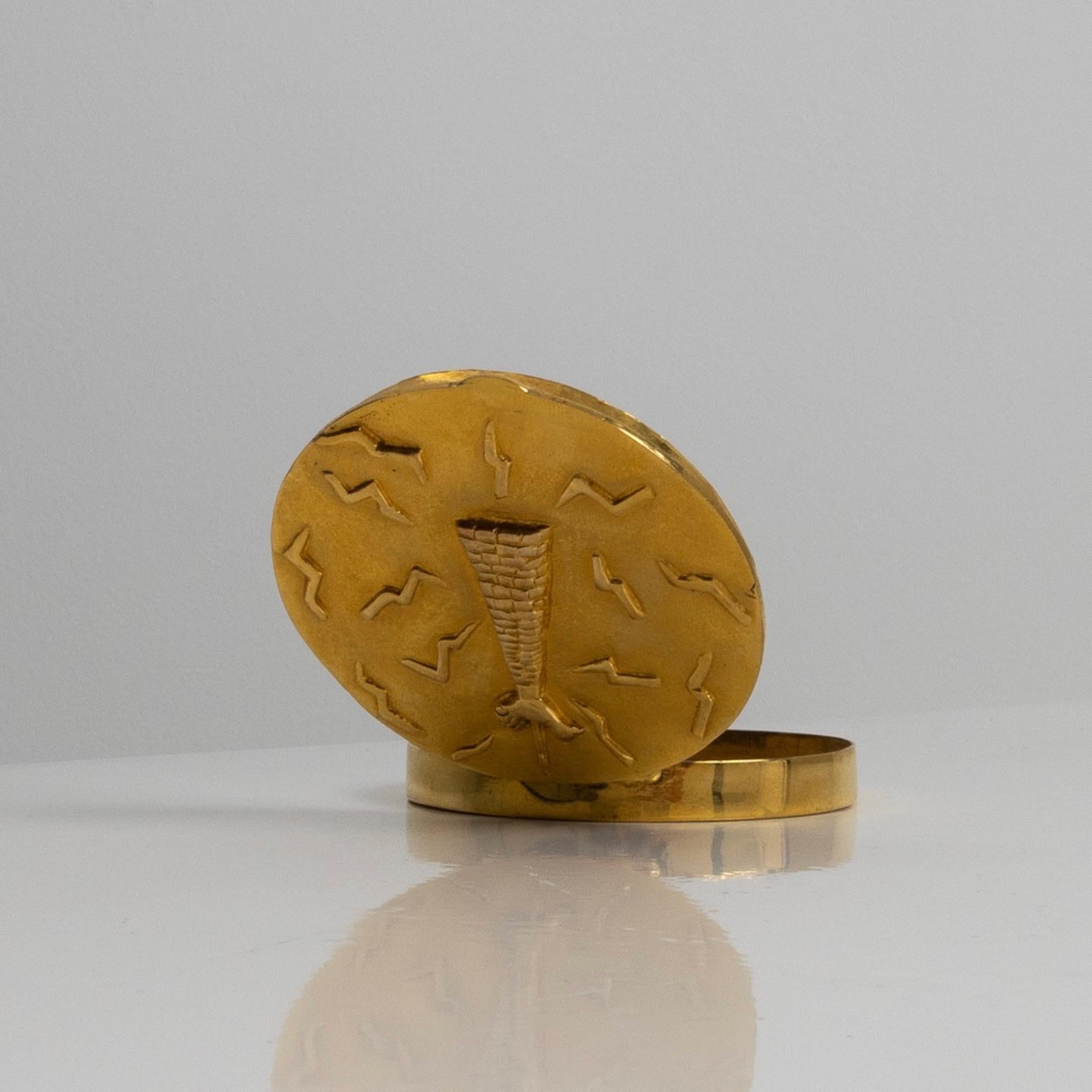 L’orage 'the Storm' by Line Vautrin, Gilt Bronze Compact In Good Condition In Brussels, BE