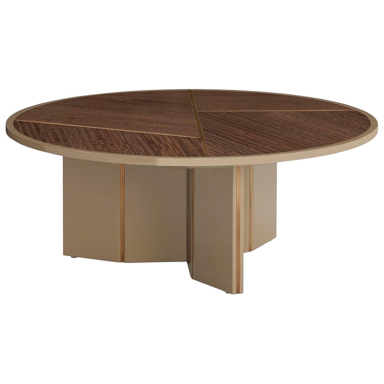 Lorca Coffee Table with Eucalyptus Frisé Top and Brass Color Trimmings