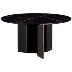 LORCA II round table in Ebony Makassar top