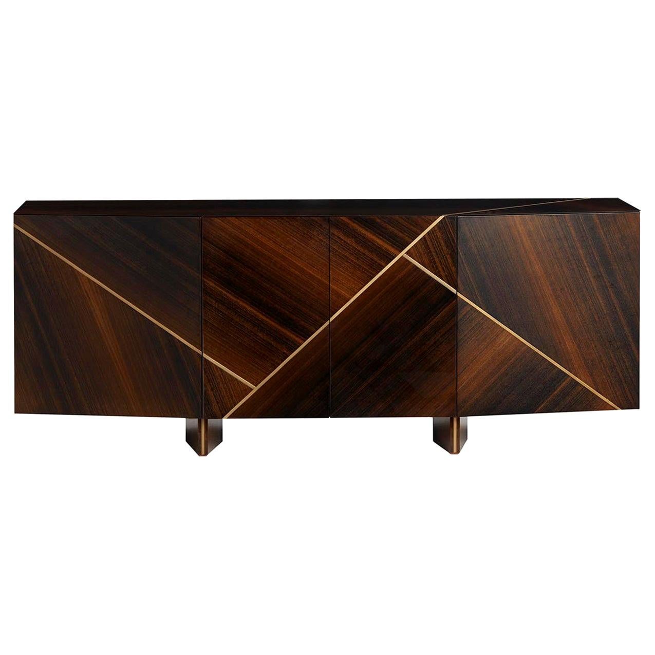 LORCA Sideboard in Eucalyptus Fumé and Antique Brass Color  For Sale