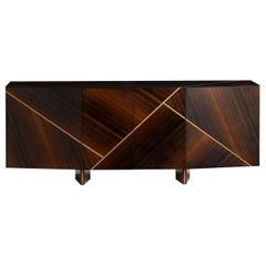 Lorca Sideboard in Glossy Eucalyptus Fumé and Antique Brass Color Trimmings
