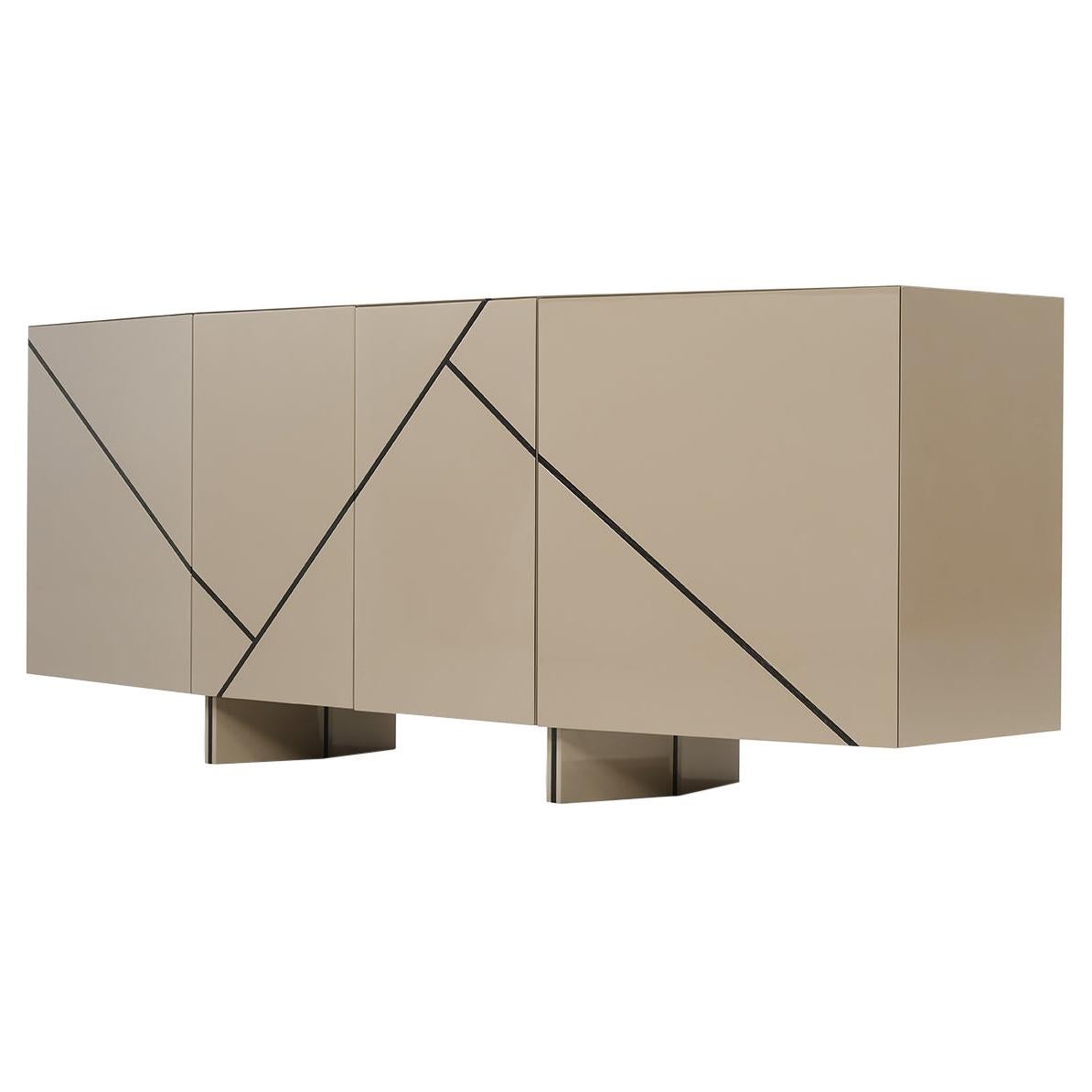 LORCA wood sideboard Lacquered with Wooden Inlaid Details For Sale