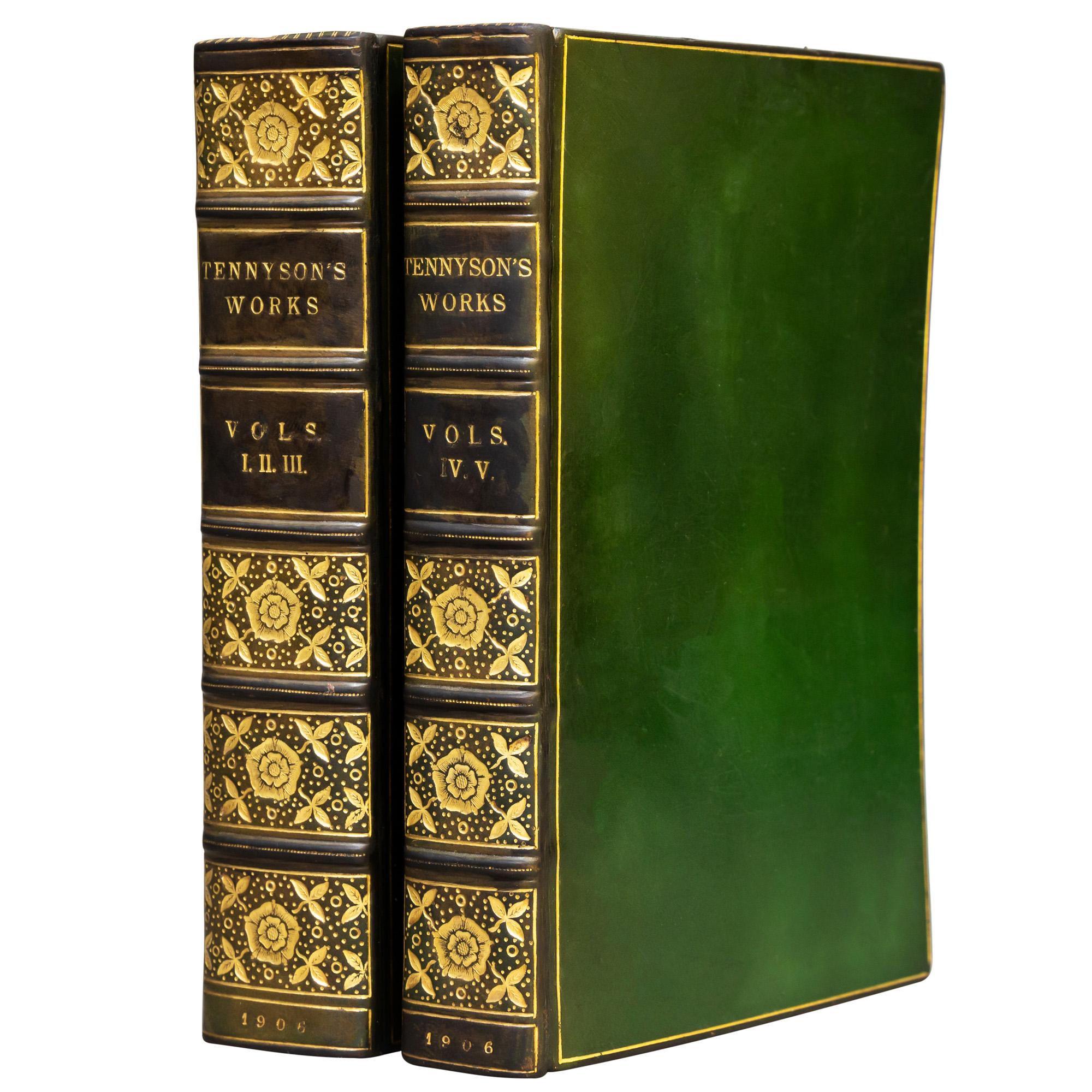 2 Volumes

5 Volumes Bound Into 2. Full Green Polished Calf By Bumpus, all edges gilt, raised bands, ornate gilt on spines.

Published: London: MacMillan & Co. 1906.