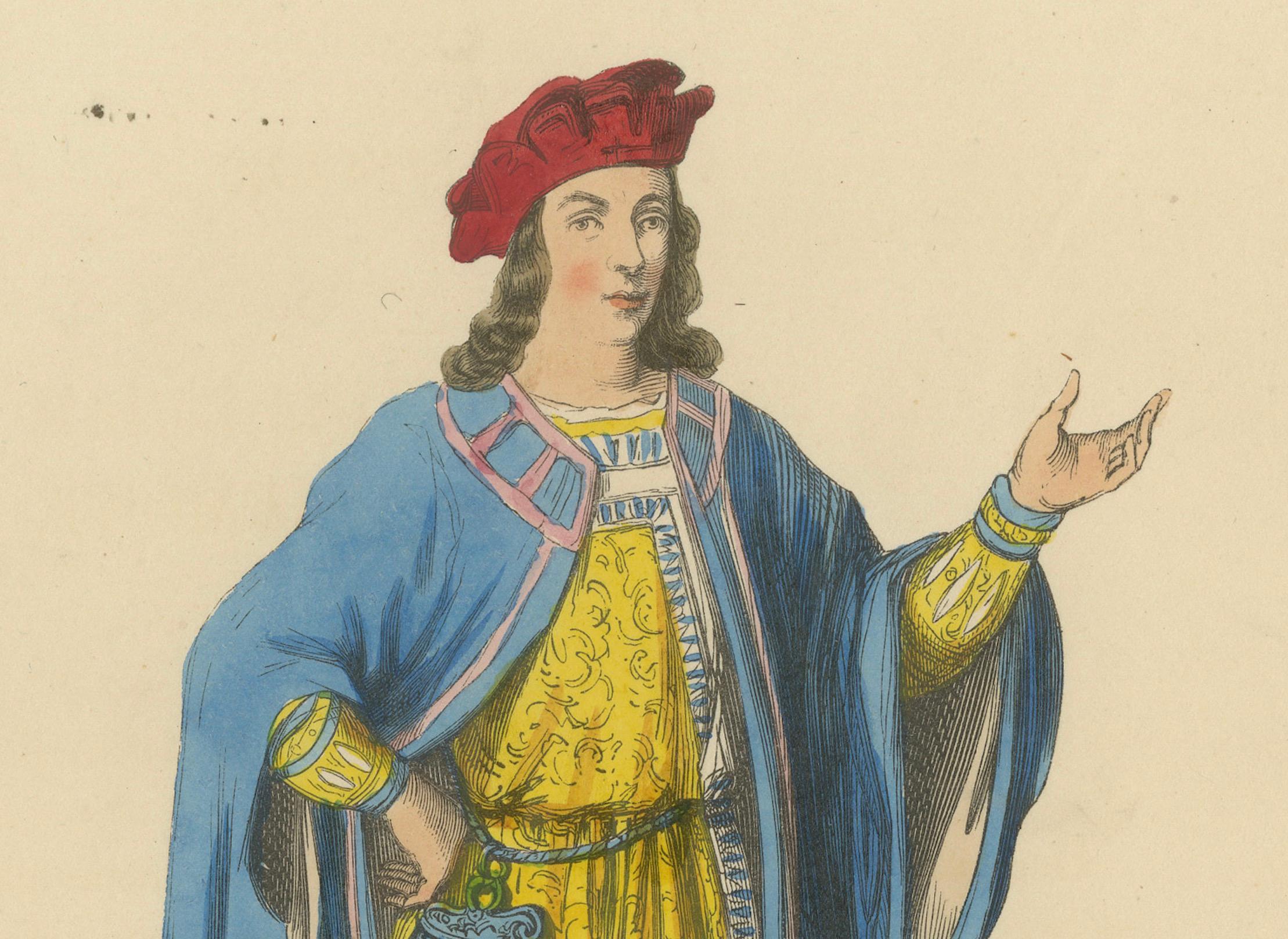 Mid-19th Century Lord Beaumont in Courtly Attire, Costume Di Moyen Age, 1847 For Sale