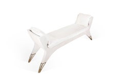 Lord Bench in Cream Shagreen and Bronze-Patina Brass by R&Y Augousti