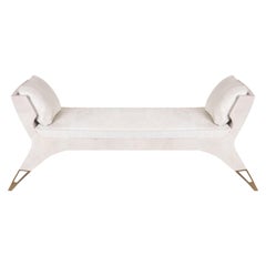 Lord Bench in Cream Shagreen and Bronze-Patina Brass by R&Y Augousti