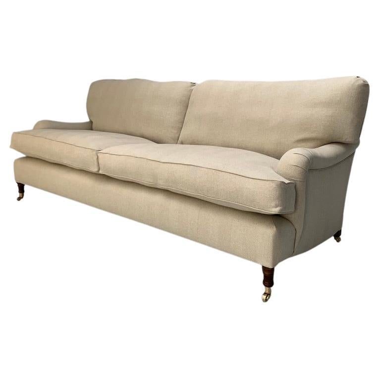 Lord Browns "Standard-Arm" Large 3-Seat Sofa - In Ian Mankin Herringbone Linen