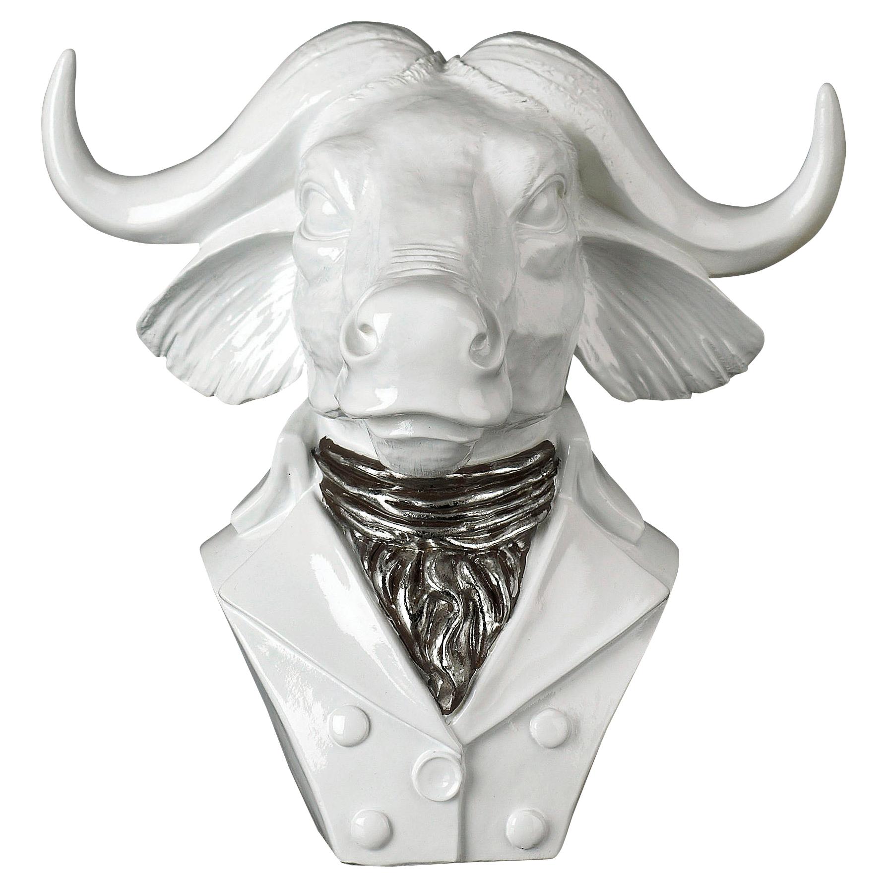 Lord Buffalo Kleines, dekoratives Objekt aus Harz, hergestellt in Italien im Angebot
